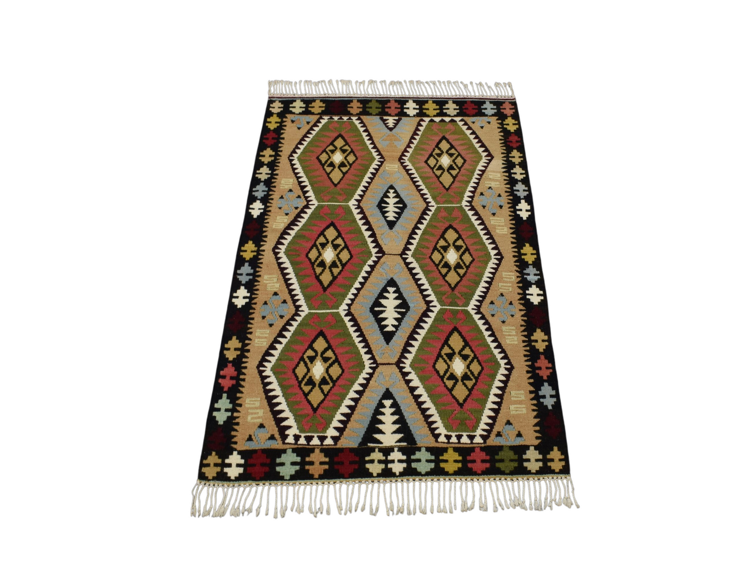 Kilim Antik El Dokuma Lüks Kula İzmir Yün Kilimi 0146 - Yeni - Çok Renkli