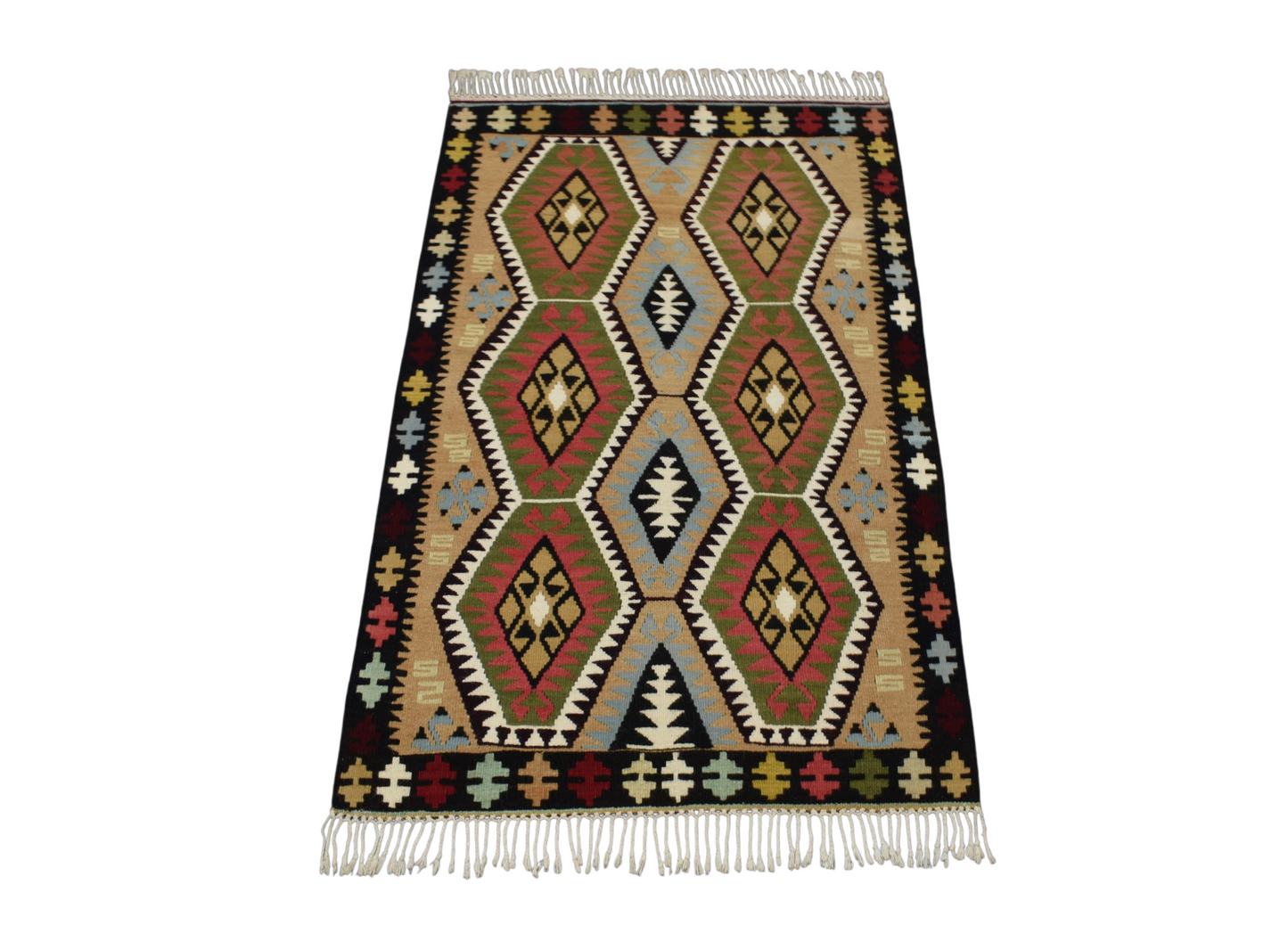 Kilim Antik El Dokuma Lüks Kula İzmir Yün Kilimi 0146 - Yeni - Çok Renkli