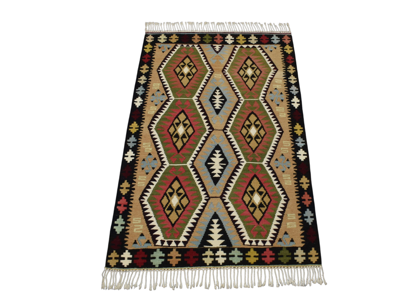 Kilim Antik El Dokuma Lüks Kula İzmir Yün Kilimi 0146 - Yeni - Çok Renkli