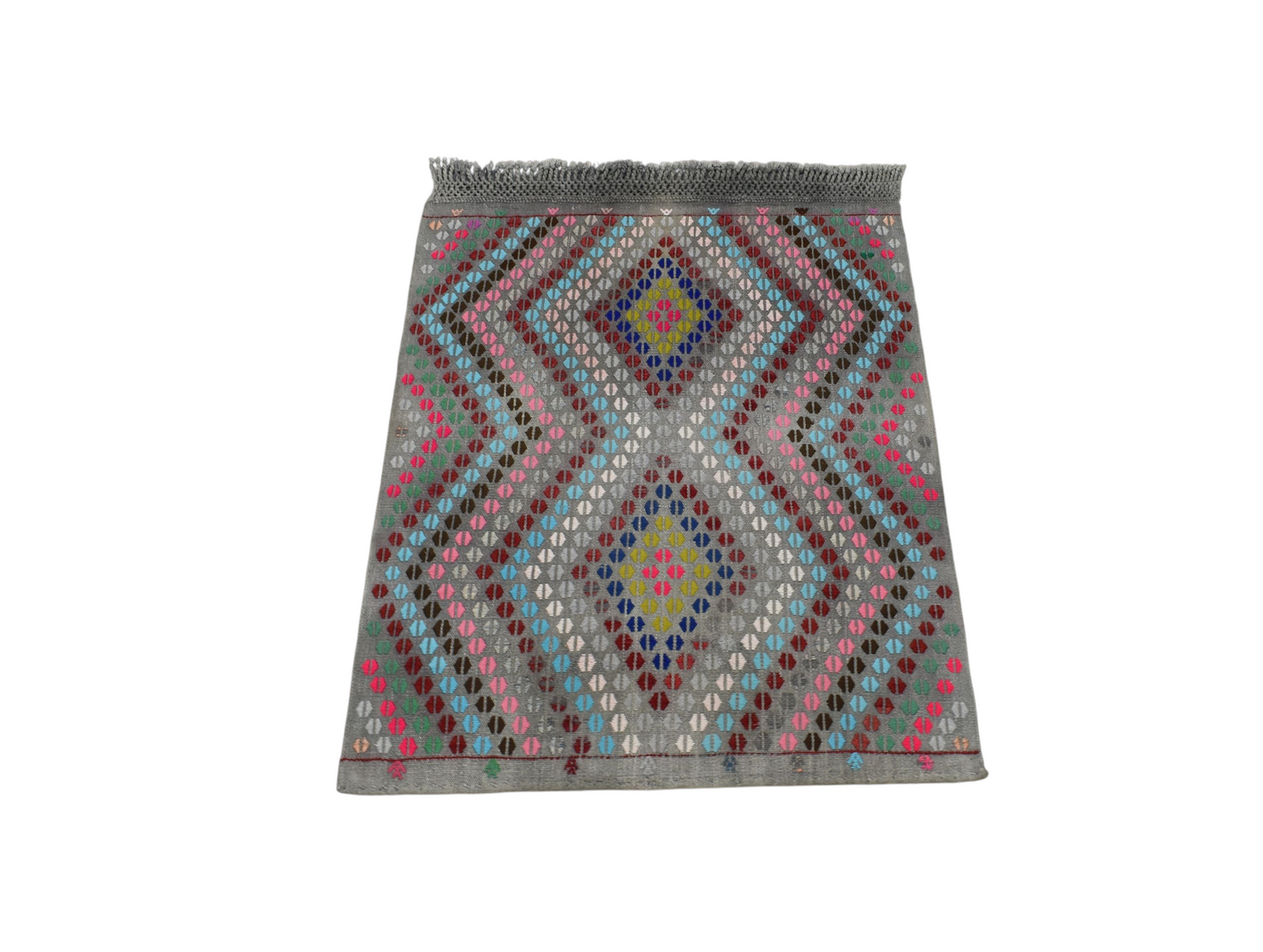 Kilim Antik El Dokuma Çumra Yörük Pamuklu Yün Kilimi 0151 - Yeni - Çok Renkli