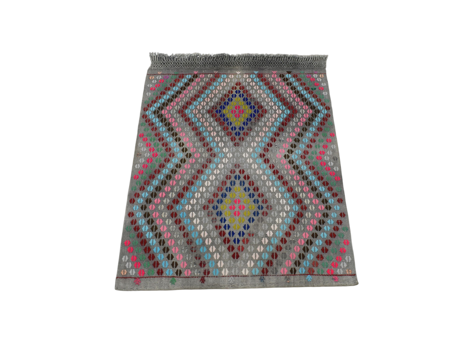Kilim Antik El Dokuma Çumra Yörük Pamuklu Yün Kilimi 0151 - Yeni - Çok Renkli