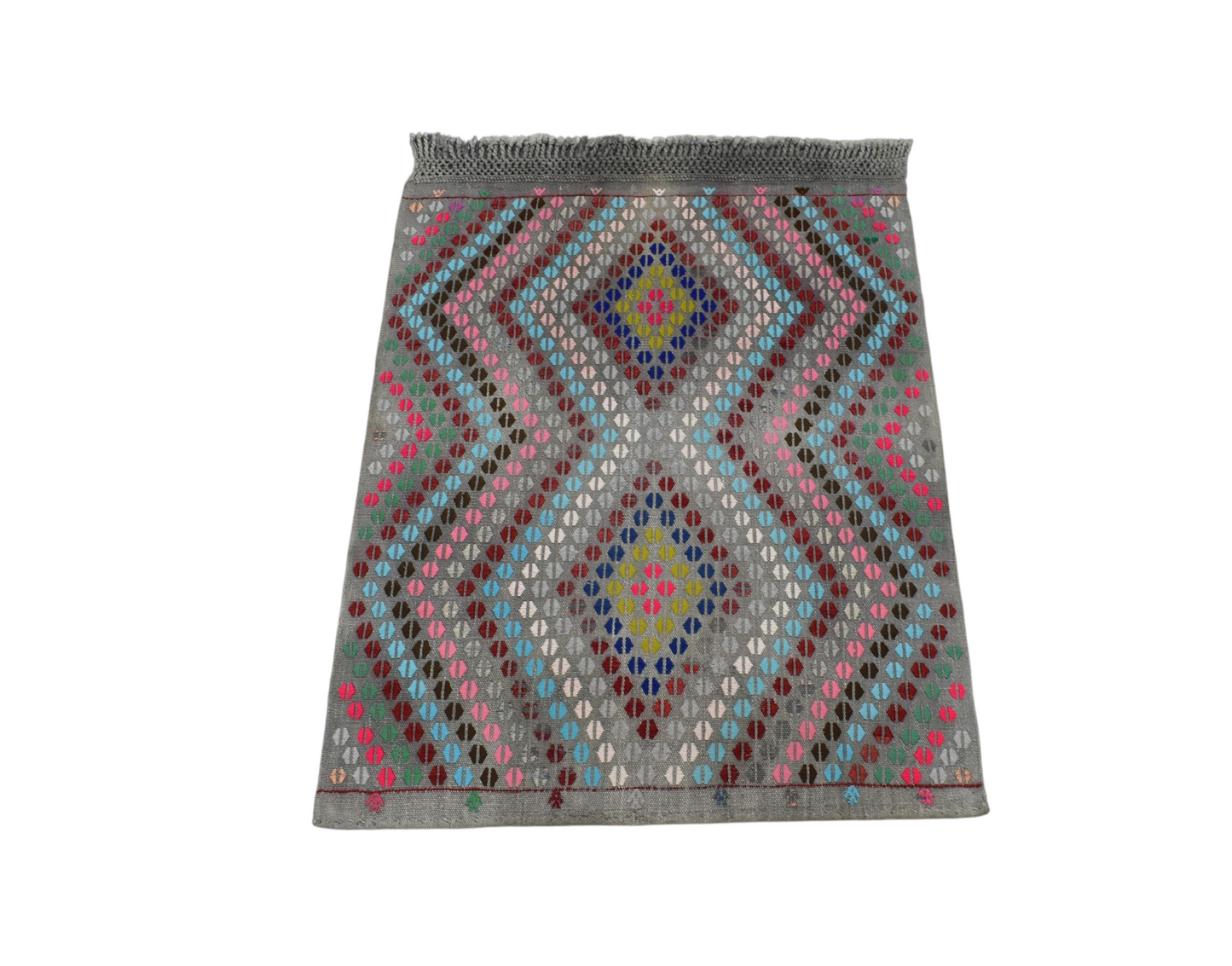 Kilim Antik El Dokuma Çumra Yörük Pamuklu Yün Kilimi 0151 - Yeni - Çok Renkli