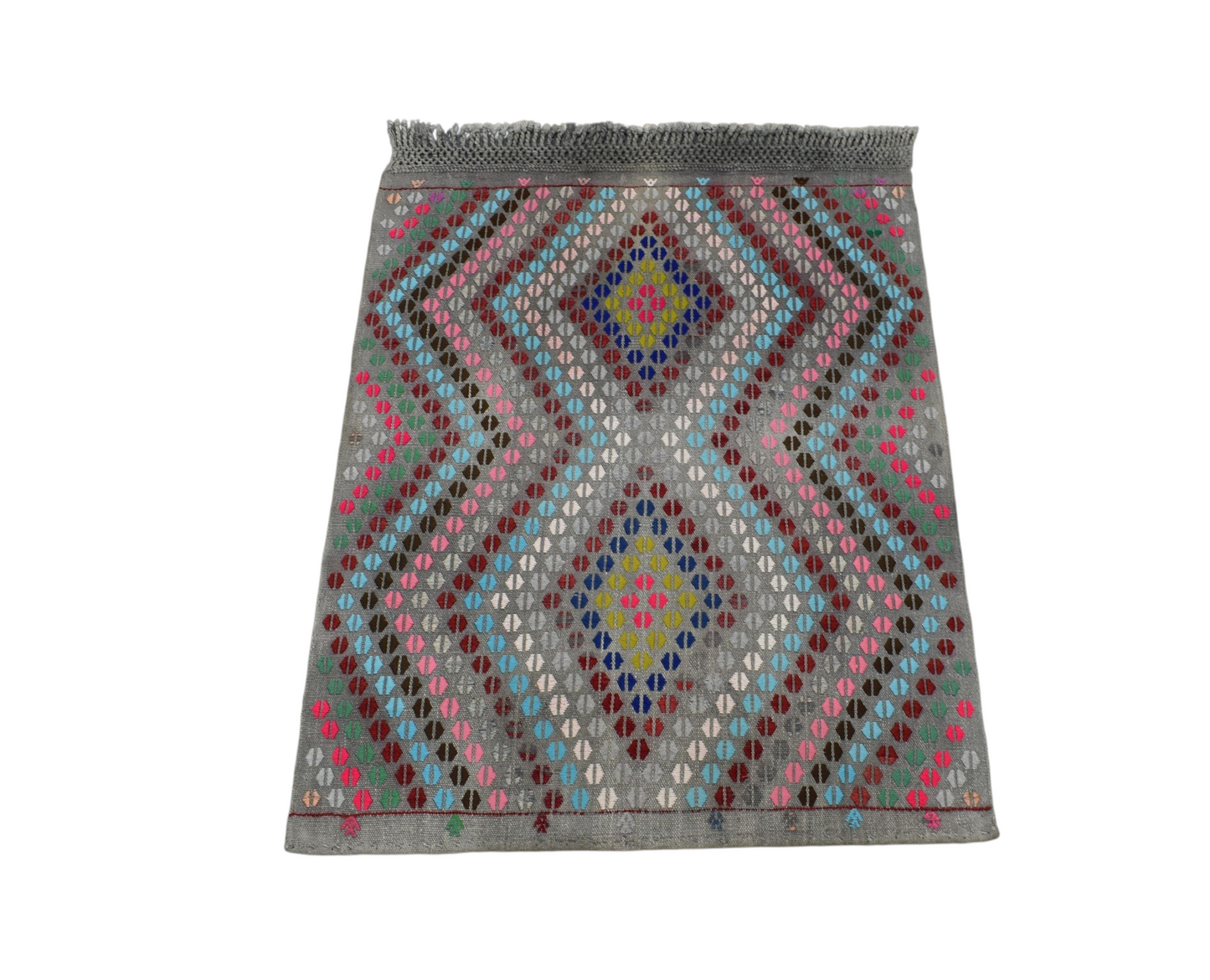Kilim Antik El Dokuma Çumra Yörük Pamuklu Yün Kilimi 0151 - Yeni - Çok Renkli