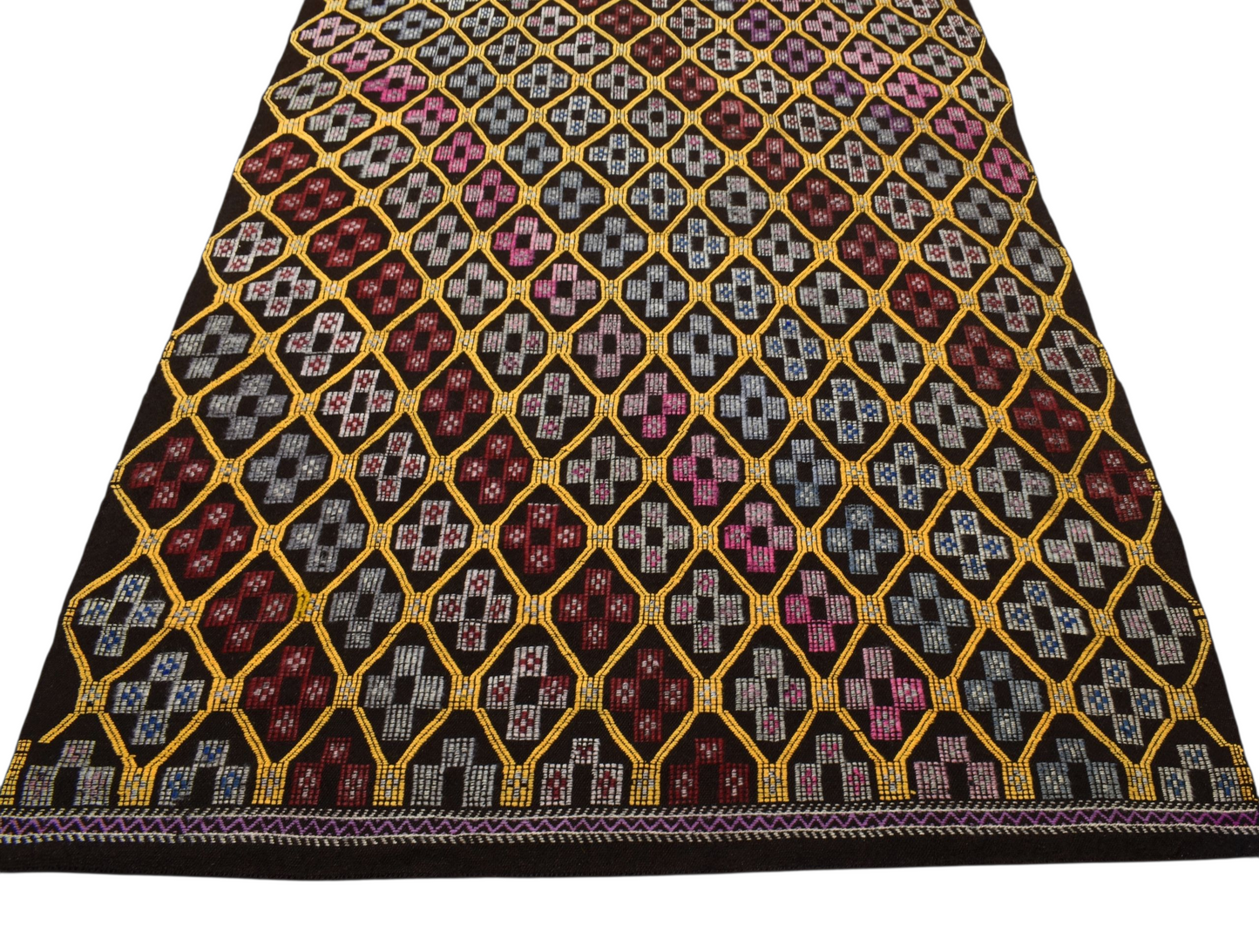 Kilim Antik El Dokuması Otantik Karapınar Yörük Yün Cecim Kilimi 0152 - Yeni - Çok Renkli