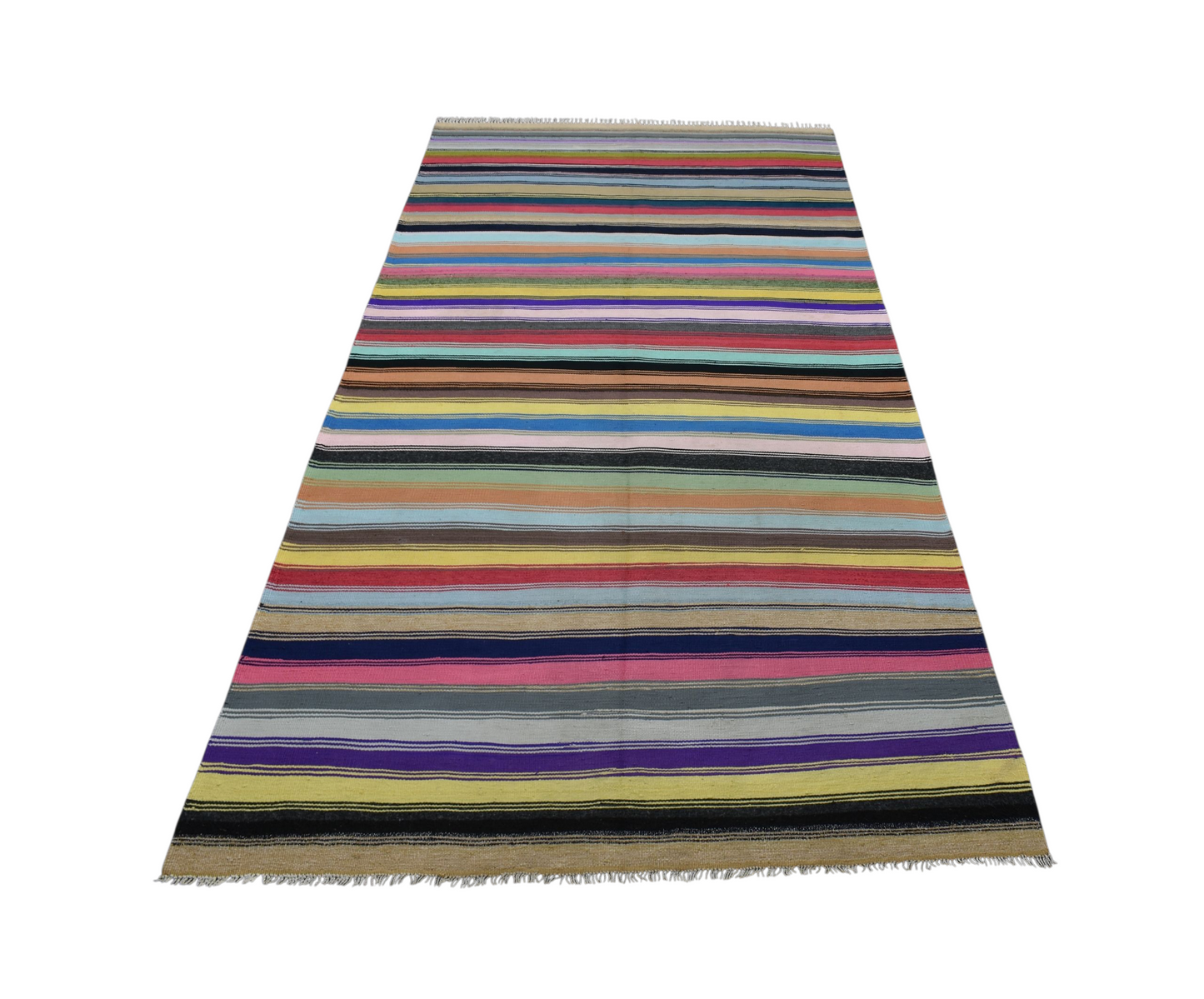 Kilim Antik El Dokuma Capcanlı Bukleli Pamuklu Kilimi 0157 - Yeni - Çok Renkli