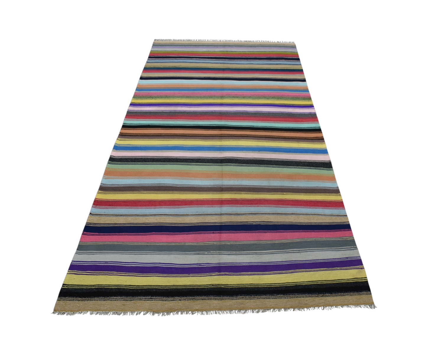 Kilim Antik El Dokuma Capcanlı Bukleli Pamuklu Kilimi 0157 - Yeni - Çok Renkli