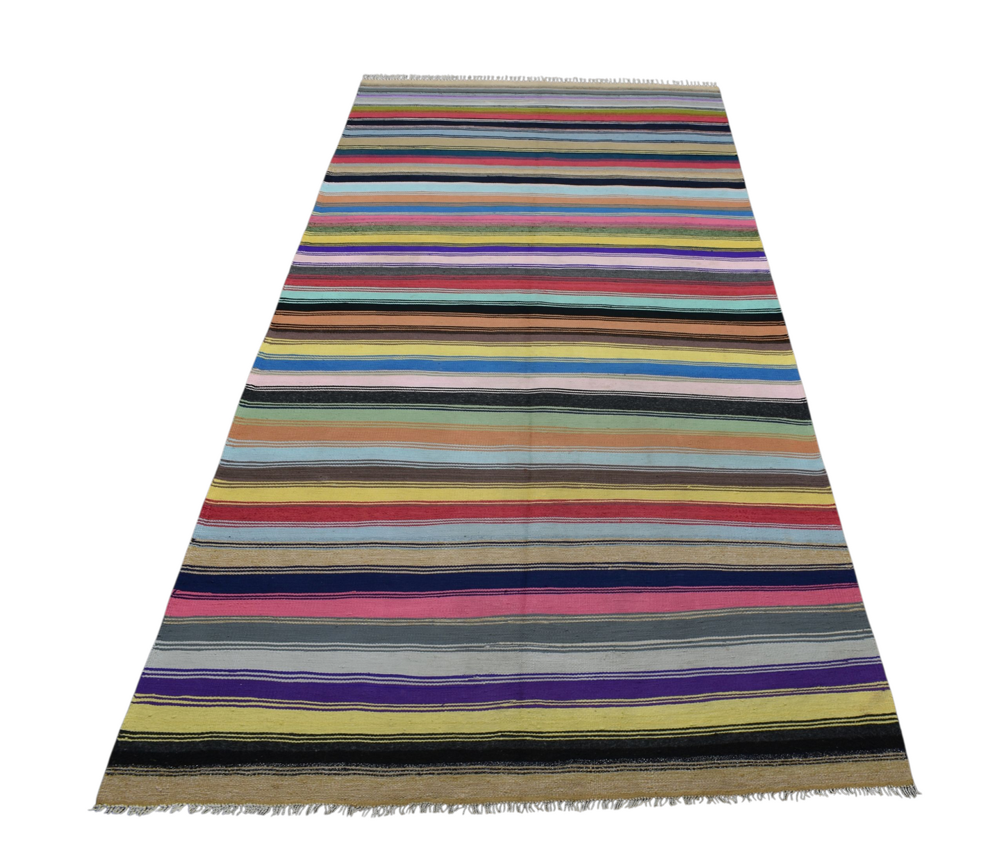 Kilim Antik El Dokuma Capcanlı Bukleli Pamuklu Kilimi 0157 - Yeni - Çok Renkli