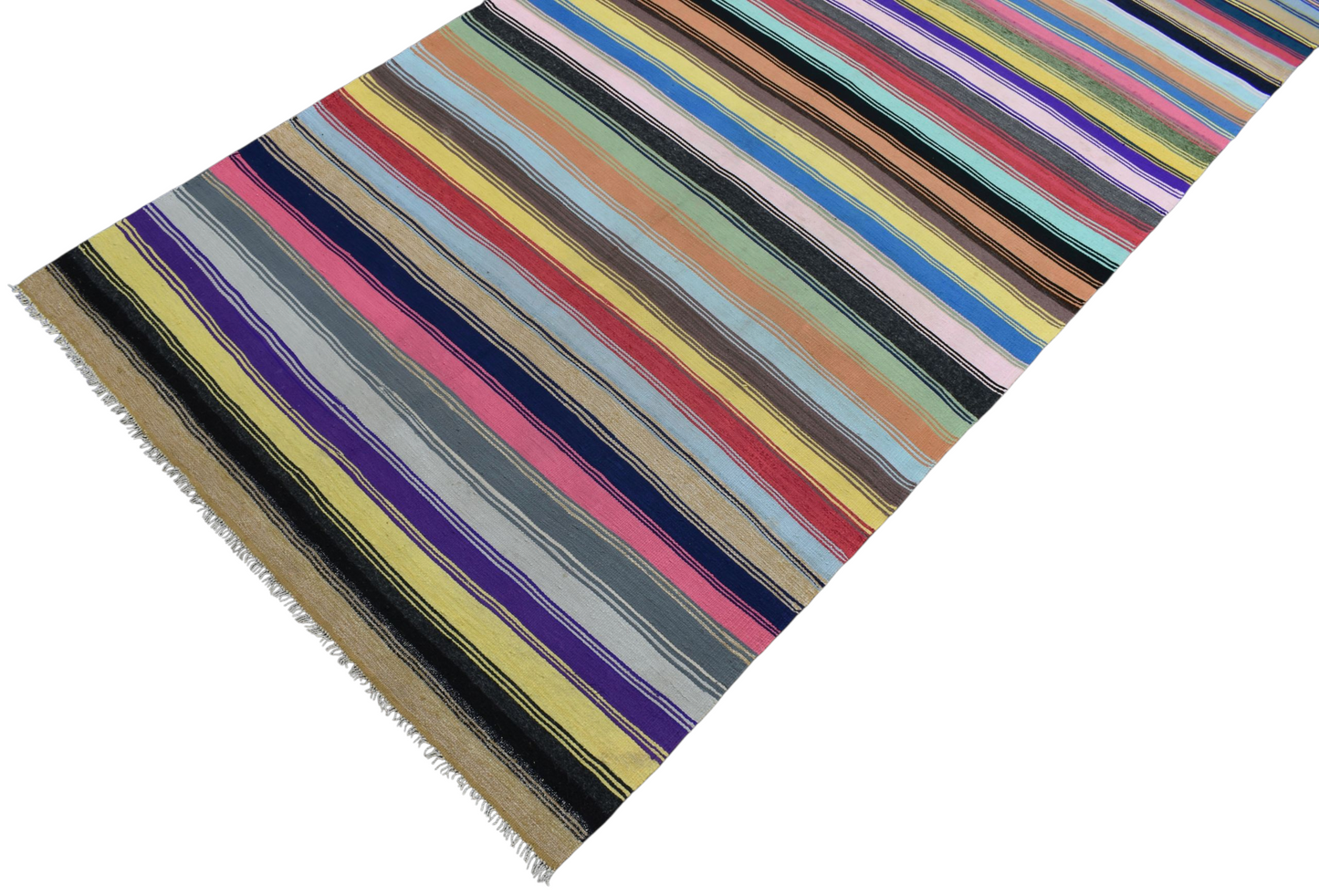 Kilim Antik El Dokuma Capcanlı Bukleli Pamuklu Kilimi 0157 - Yeni - Çok Renkli