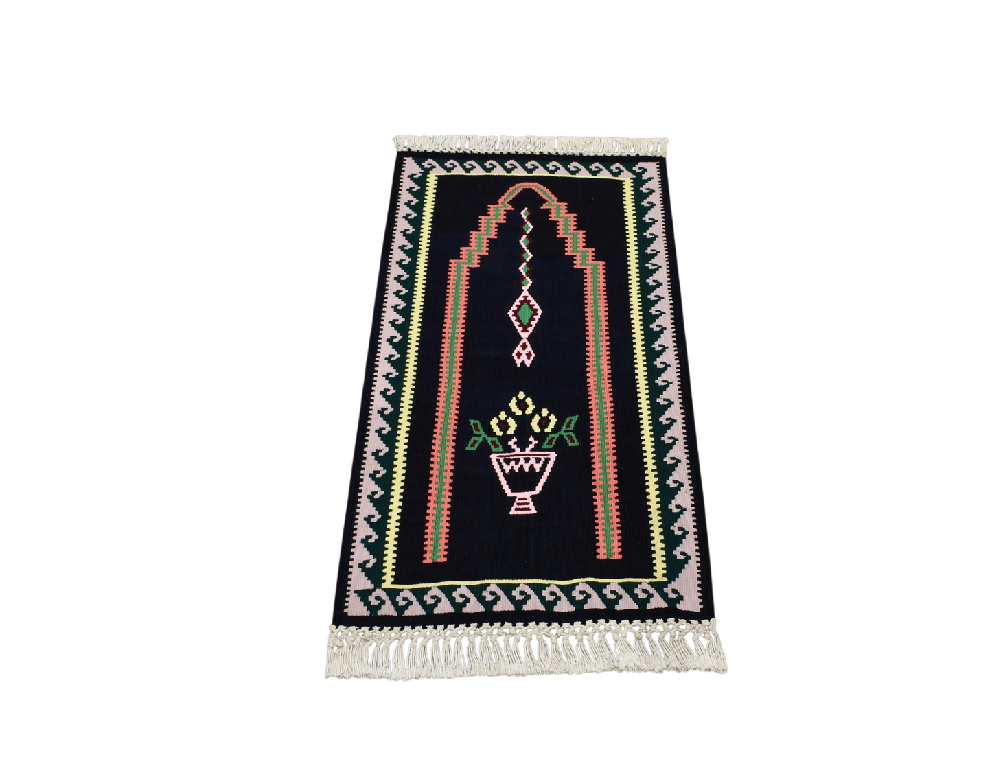Kilim Antik El Dokuması Bayburt Seccade Mihraplı Kilimi 0158 - Yeni - Siyah