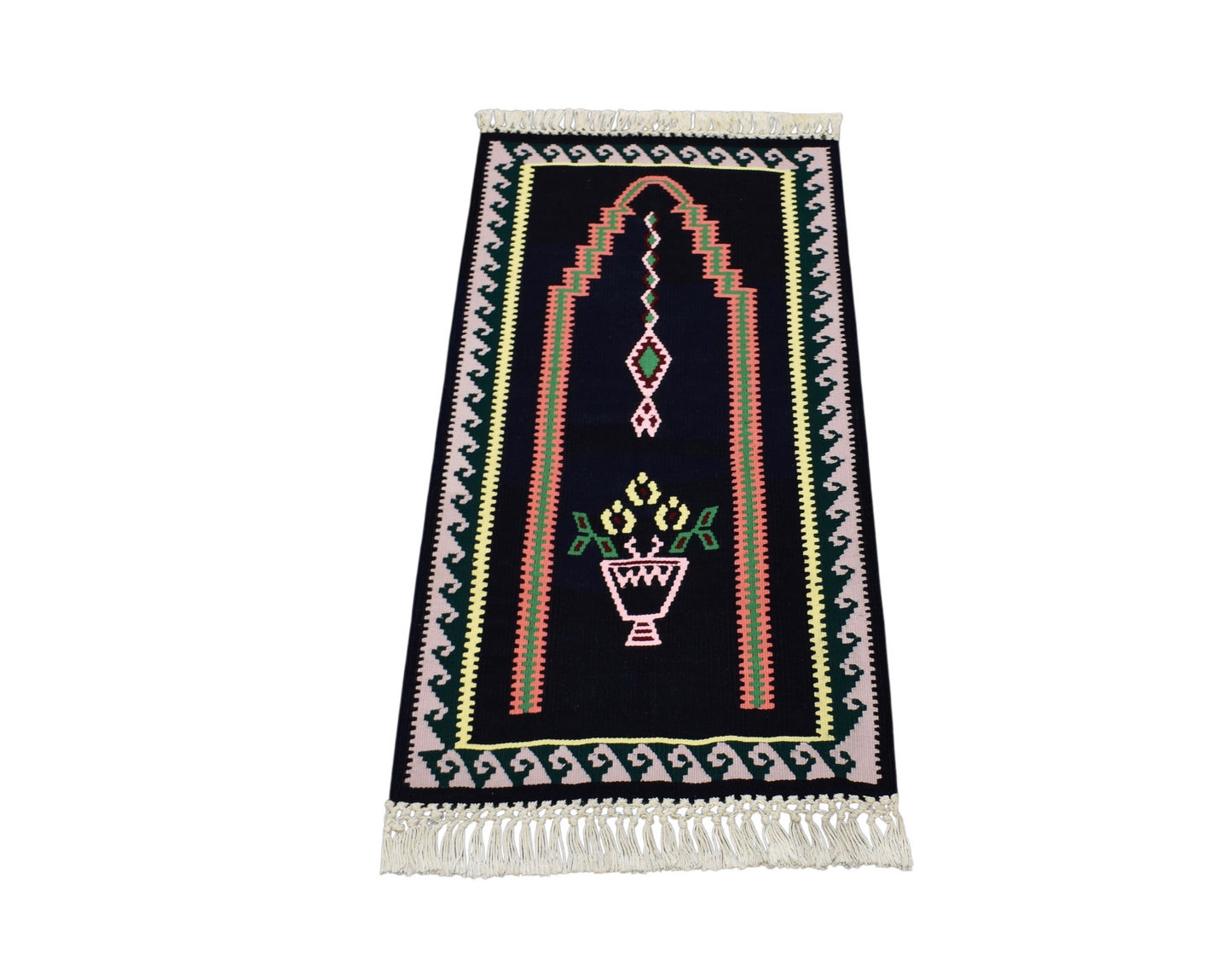 Kilim Antik El Dokuması Bayburt Seccade Mihraplı Kilimi 0158 - Yeni - Siyah