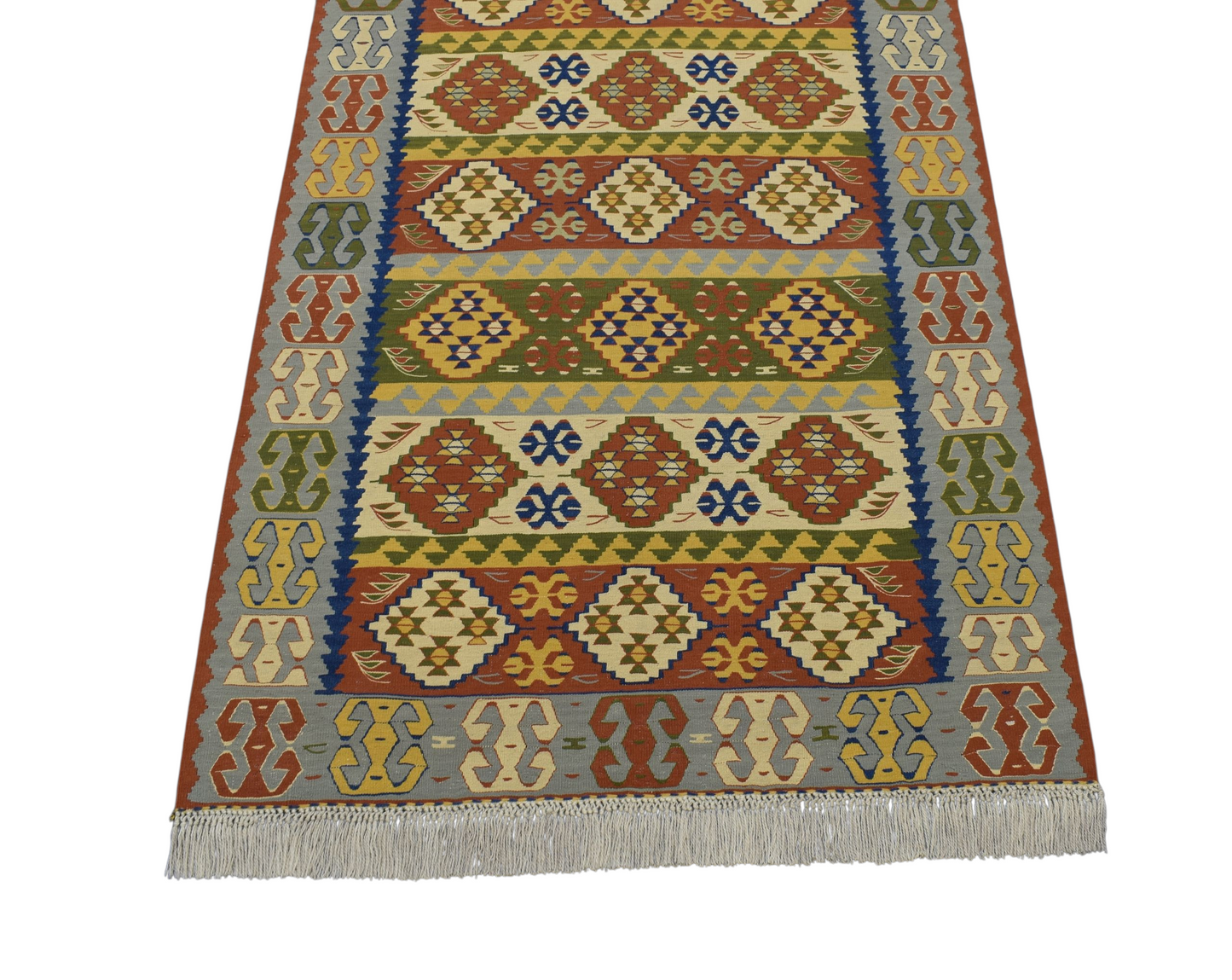 Kilim Antik El Dokuma İnce Balıkesir Yörük Yün Kilimi 0165 - Yeni - Çok Renkli