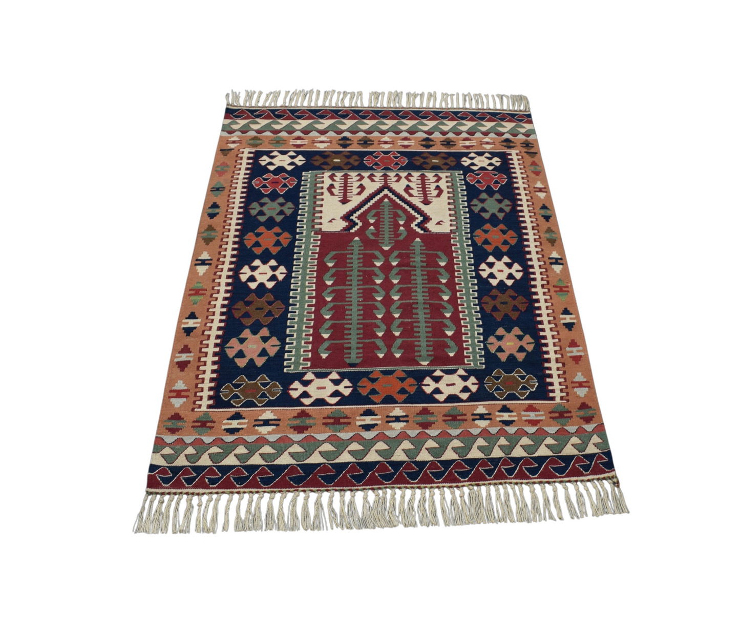 Kilim Antik El Dokuma Otantik Balıkesir Yörük Yün Kilimi 0166 - Yeni - Çok Renkli