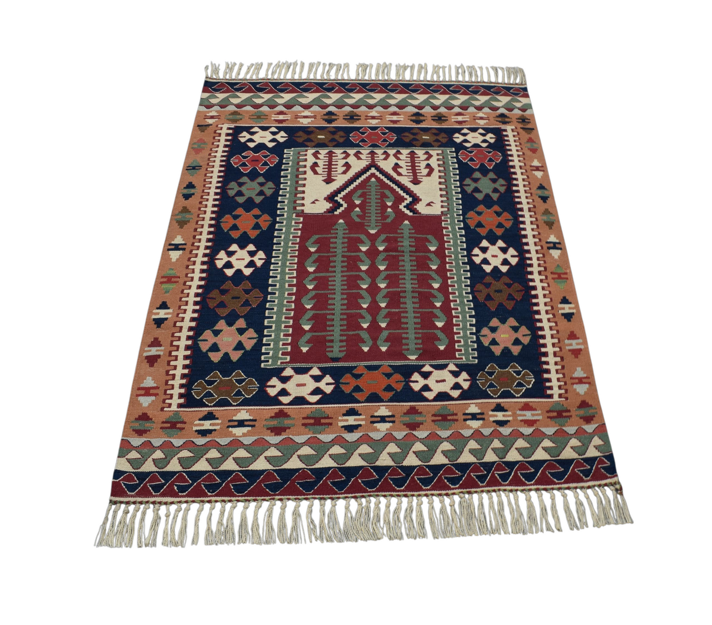 Kilim Antik El Dokuma Otantik Balıkesir Yörük Yün Kilimi 0166 - Yeni - Çok Renkli