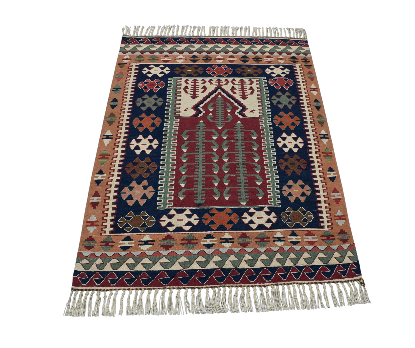 Kilim Antik El Dokuma Otantik Balıkesir Yörük Yün Kilimi 0166 - Yeni - Çok Renkli