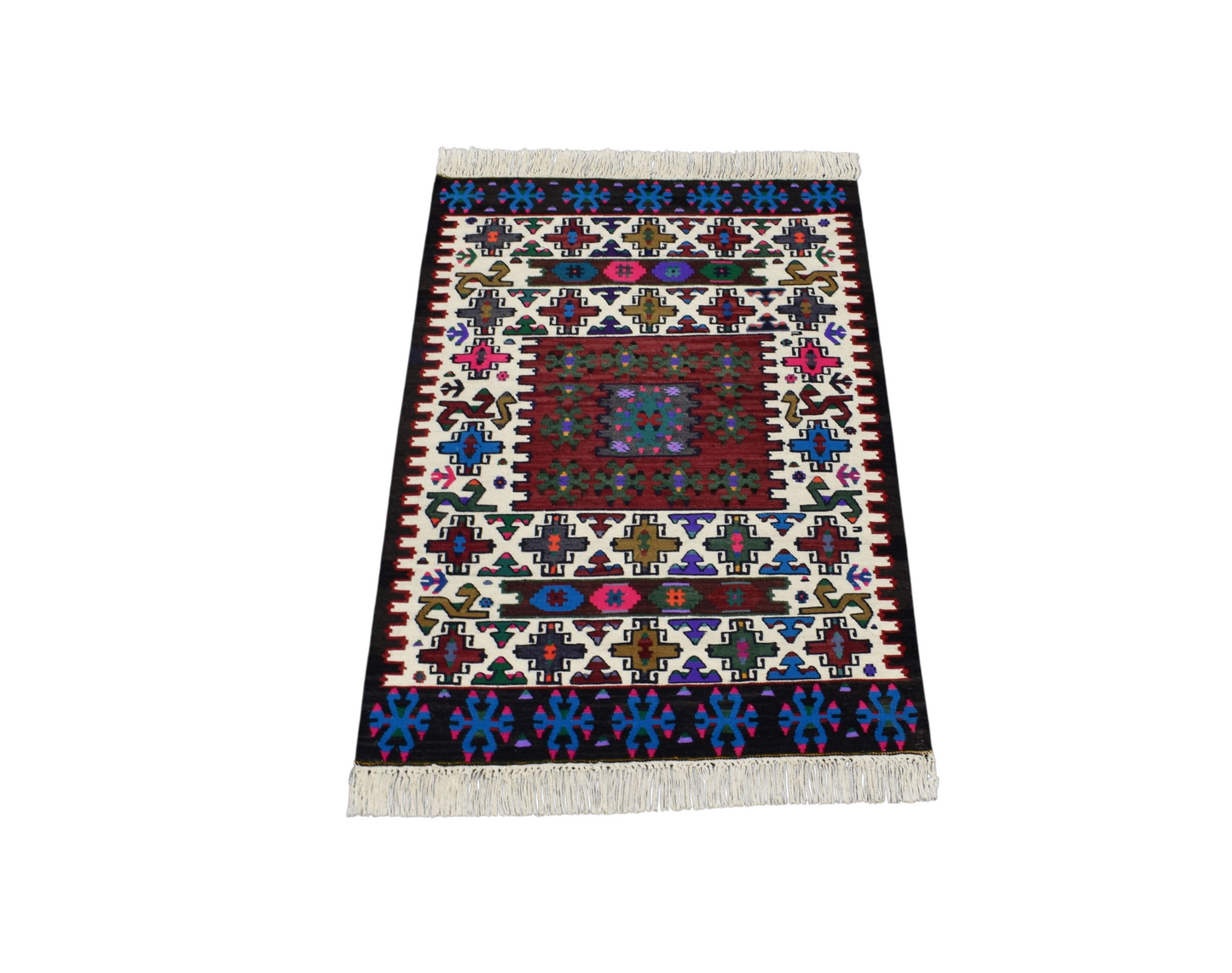Kilim Antik El Dokuma Cerit Yörükleri Meşhed İran Yün Kilimi 0167 - Yeni - Çok Renkli