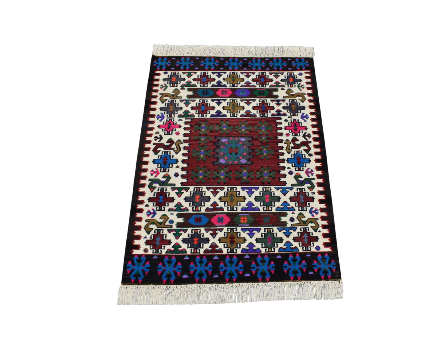 Kilim Antik El Dokuma Cerit Yörükleri Meşhed İran Yün Kilimi 0167 - Yeni - Çok Renkli