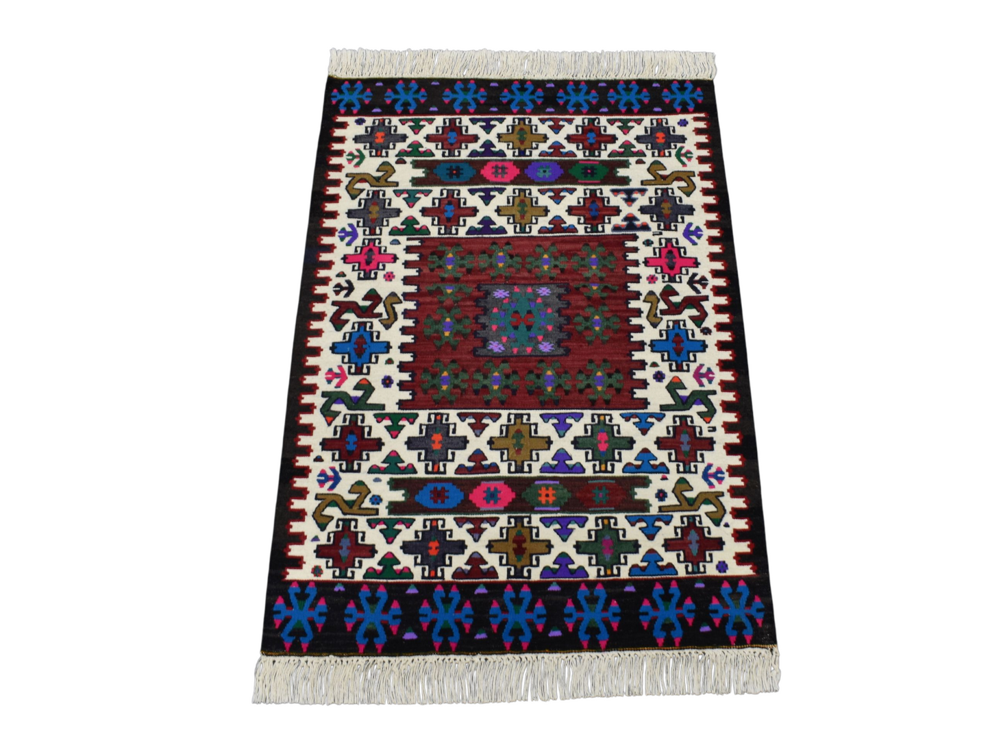 Kilim Antik El Dokuma Cerit Yörükleri Meşhed İran Yün Kilimi 0167 - Yeni - Çok Renkli