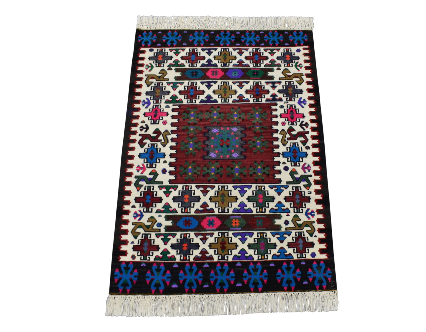 Kilim Antik El Dokuma Cerit Yörükleri Meşhed İran Yün Kilimi 0167 - Yeni - Çok Renkli