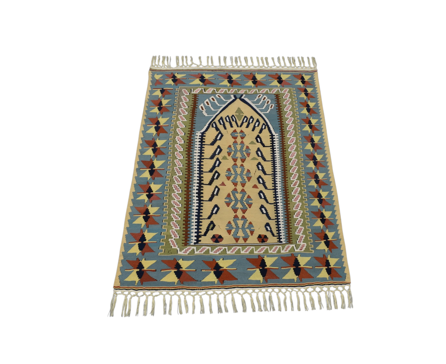 Kilim Antik El Dokuma Namazlık Seccade Kayseri Pamuklu Yün Kilimi 0170 - Yeni - Çok Renkli