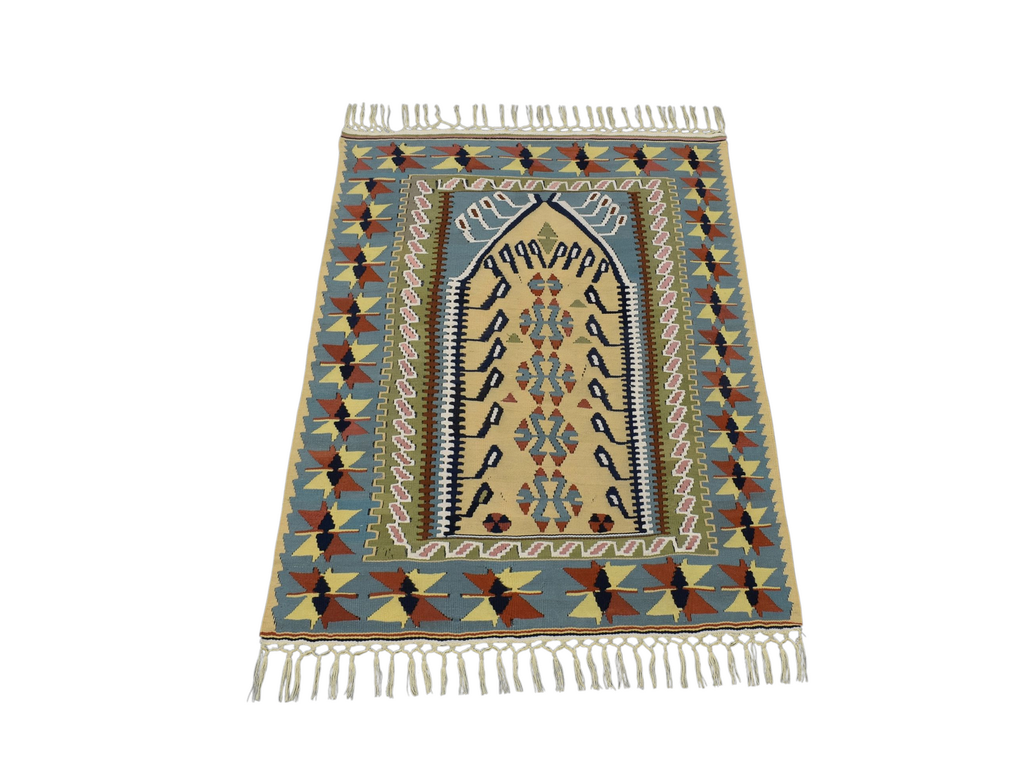 Kilim Antik El Dokuma Namazlık Seccade Kayseri Pamuklu Yün Kilimi 0170 - Yeni - Çok Renkli
