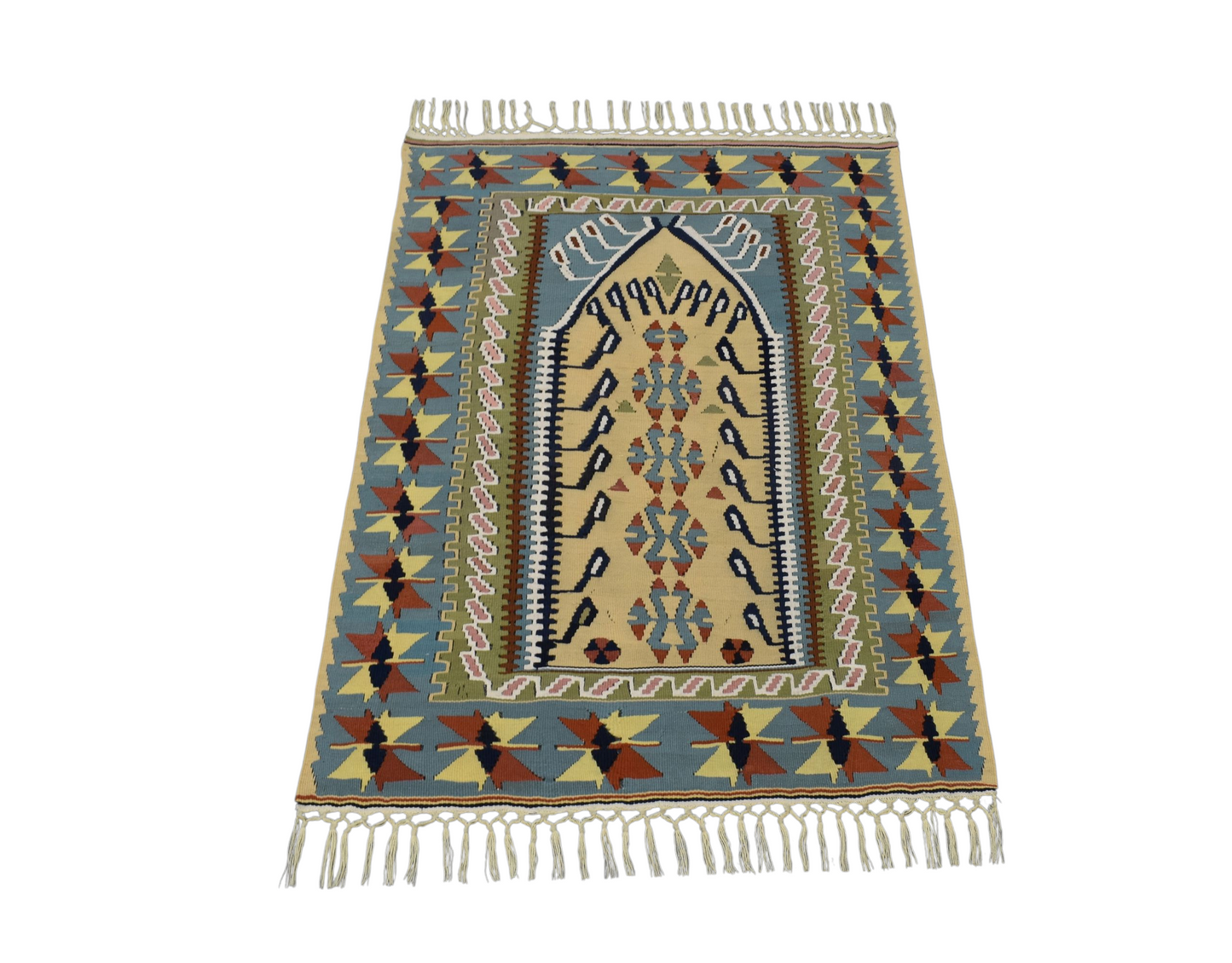 Kilim Antik El Dokuma Namazlık Seccade Kayseri Pamuklu Yün Kilimi 0170 - Yeni - Çok Renkli