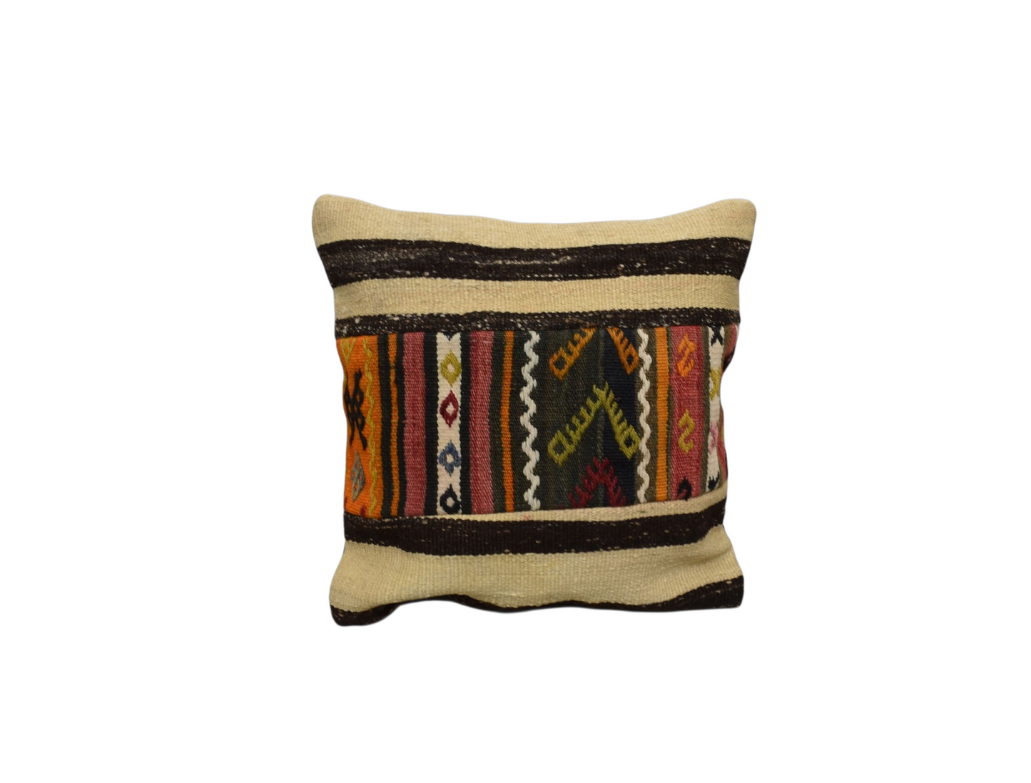 Kilim Antik El Dokuma Kırkyama Patchwork Kilim Kırlent Yastık Kılıfı 0193 - Yeni - Çok Renkli