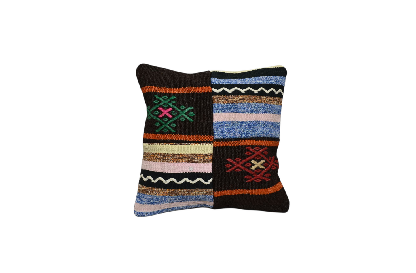Kilim Antik El Dokuma Kırkyama Patchwork Kilim Kırlent Yastık Kılıfı 0210 - Yeni - Çok Renkli