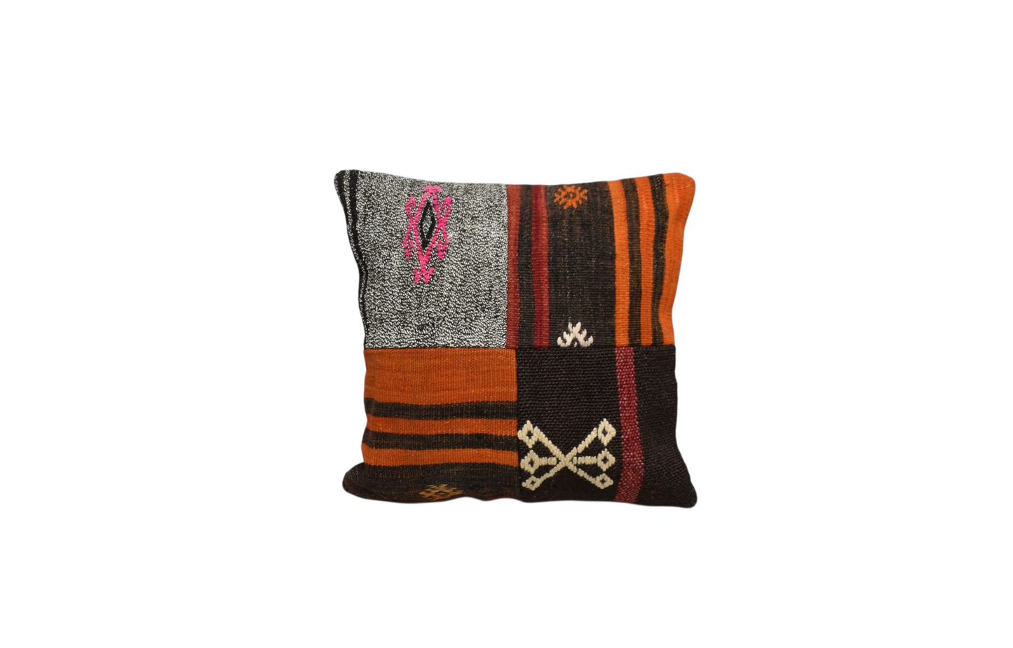 Kilim Antik El Dokuma Kırkyama Patchwork Kilim Kırlent Yastık Kılıfı 0254 - Yeni - Çok Renkli
