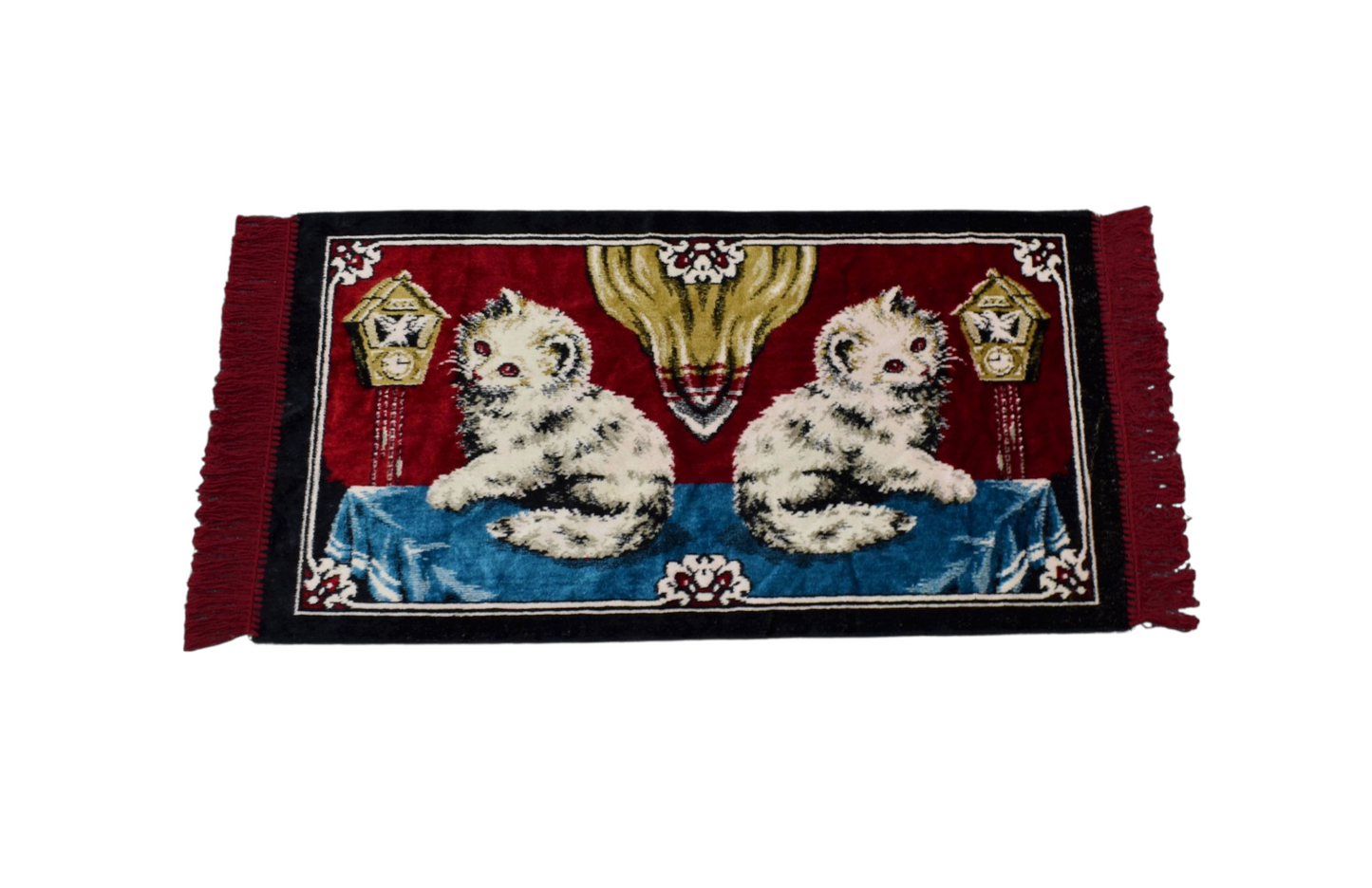 Kilim Antik Doğa Tasvirli Kedi Temalı Duvar Halısı - Yeni 0383 - Çok Renkli