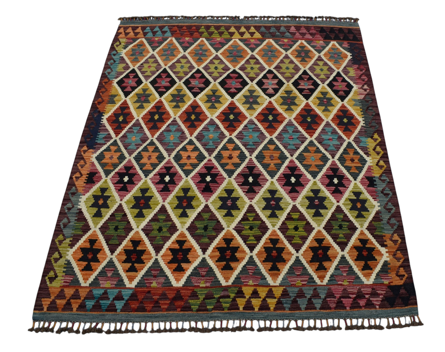 Kilim Antik El Dokuma Cerit Yörükleri İran Yün Kilim 0436 - Yeni - Çok Renkli
