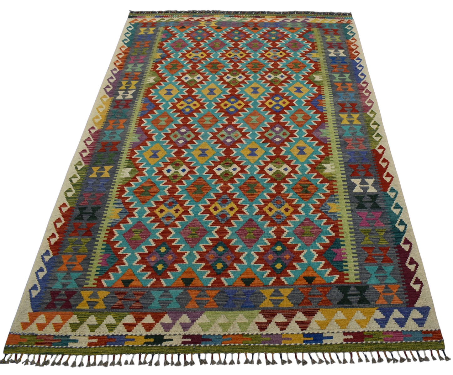 Kilim Antik El Dokuma Kemaliye Horasan Türkmenleri Yün Salon Kilimi 0437 - Yeni - Çok Renkli