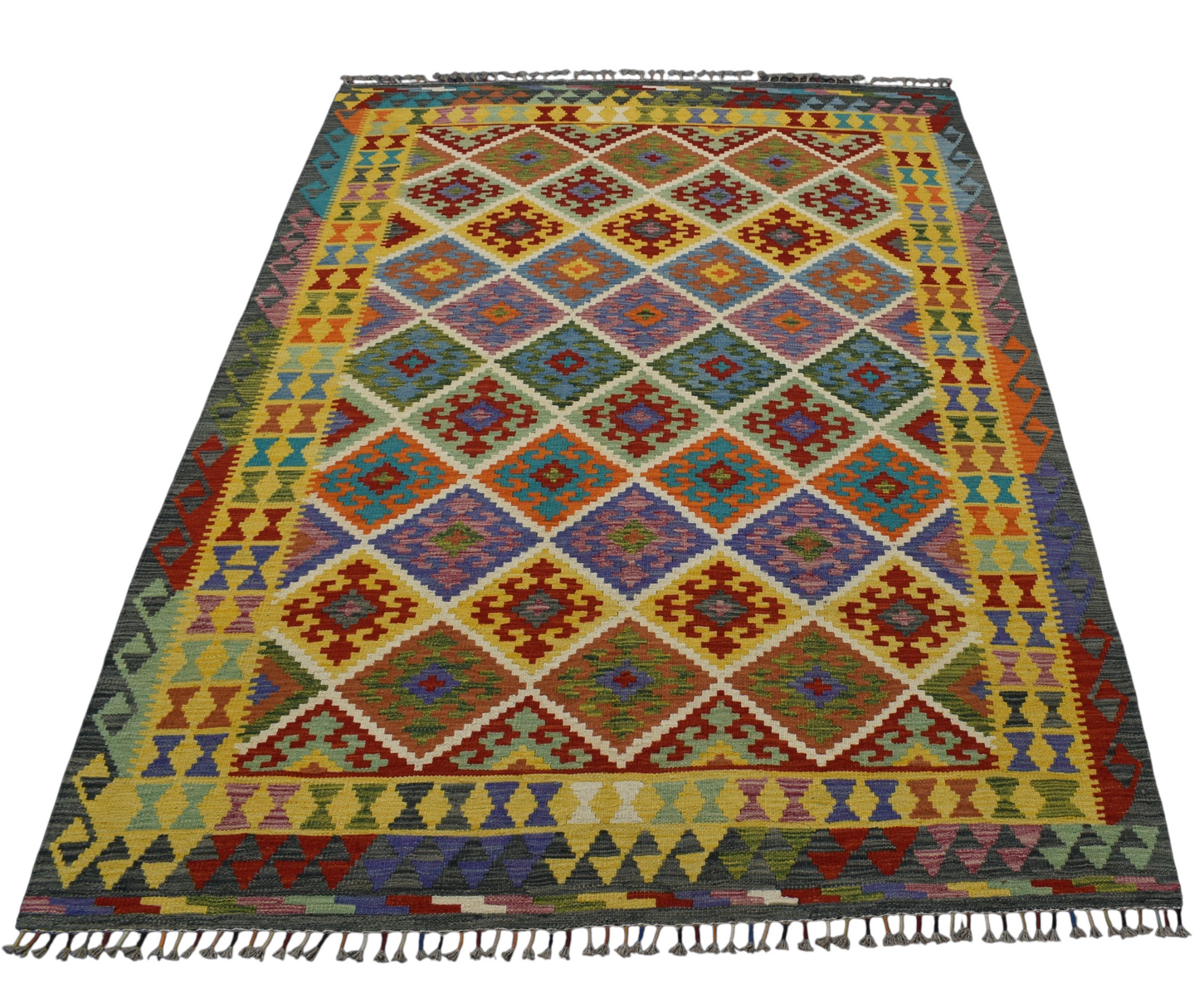 Kilim Antik El Dokuma Kemaliye Horasan Türkmenleri Yün Salon Kilimi 0441 - Yeni - Çok Renkli