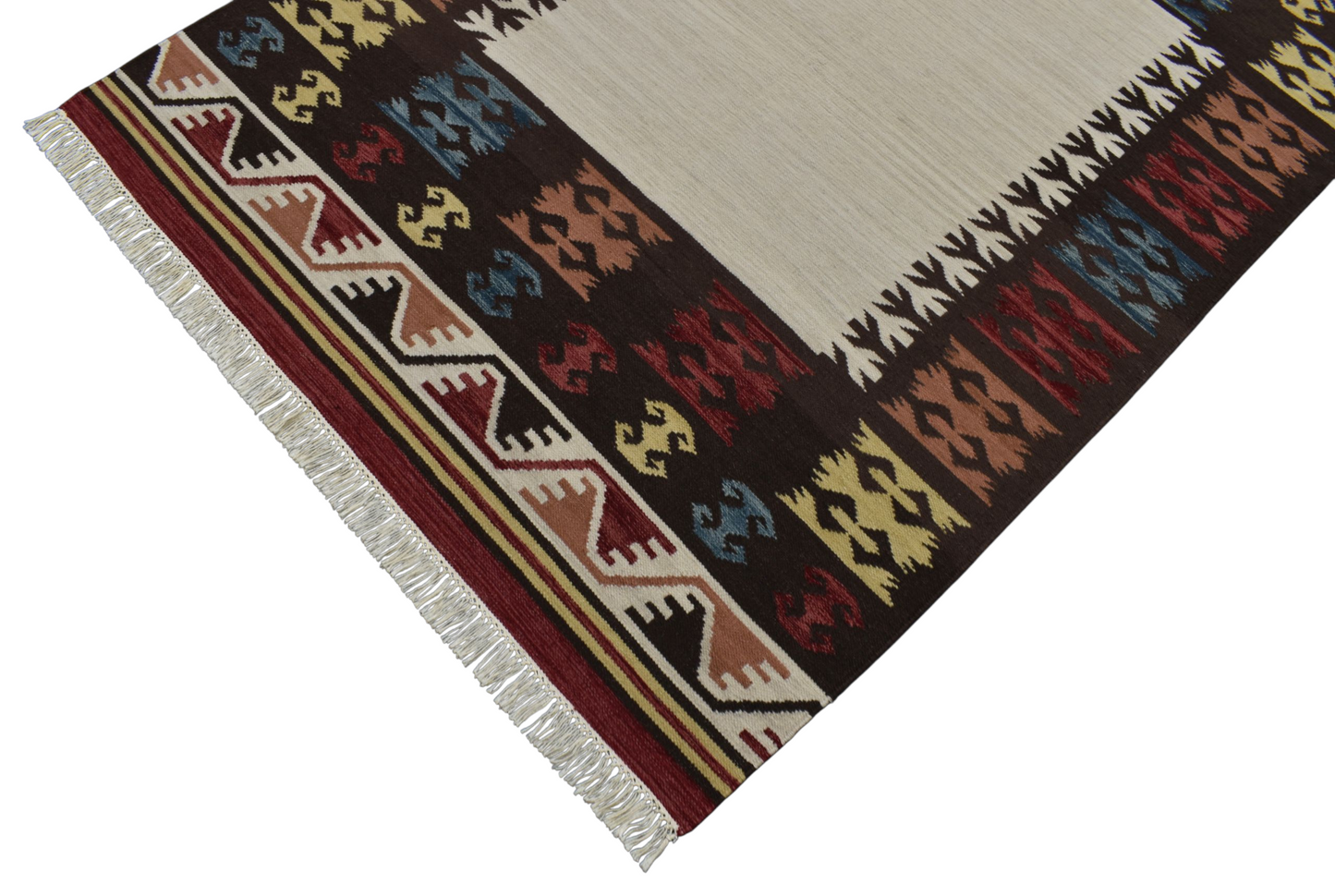 Kilim Antik El Dokuma Okyanus Dalgalı Döşemealtı Yün Kilim 0443 - Yeni - Çok Renkli