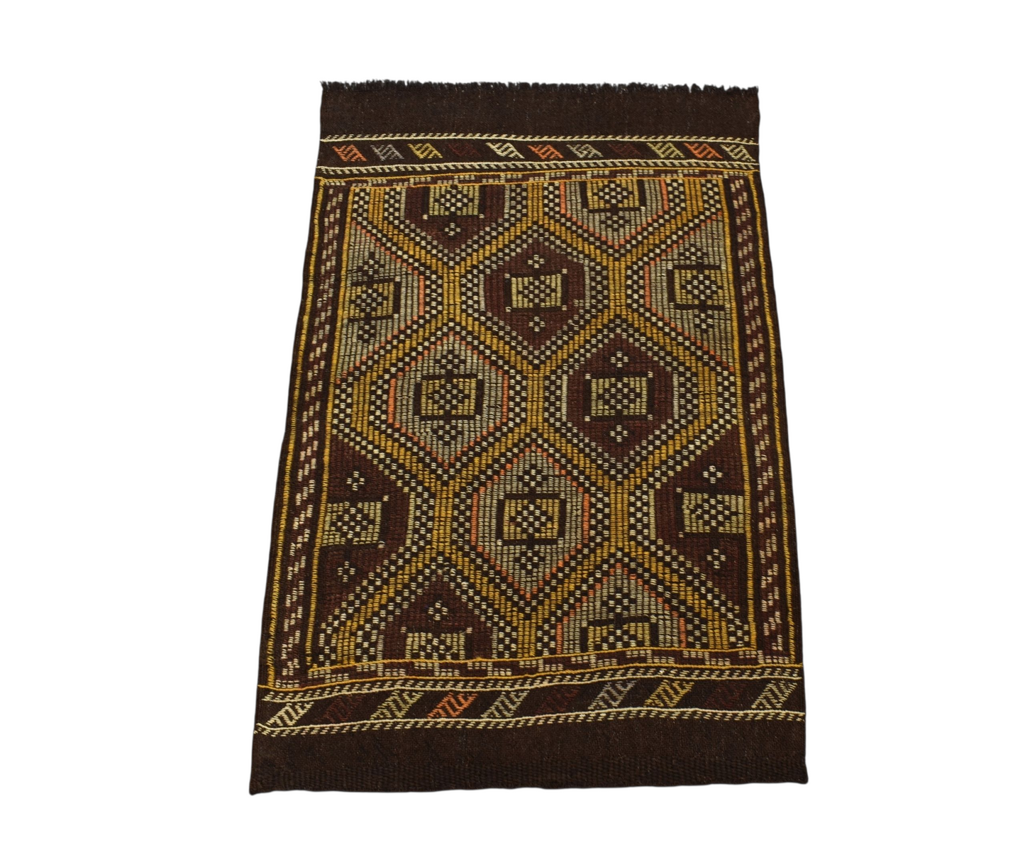 Kilim Antik El Dokuması Karapınar Yörük Yün Cecim Kilim 0444 - Yeni - Çok Renkli