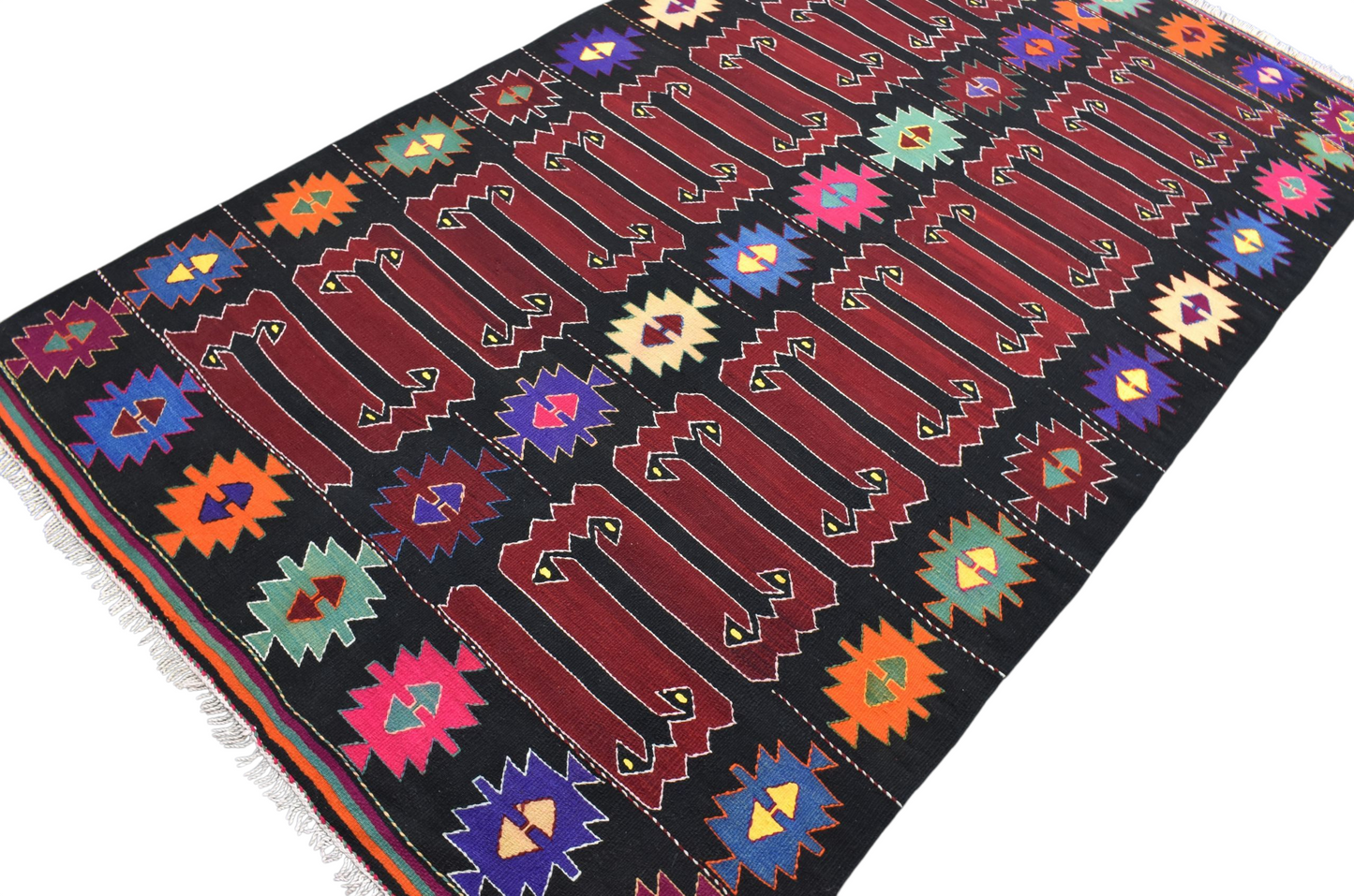 Kilim Antik El Dokuma Balıkesir Yörük Yün Kilim 0489 - Yeni - Çok Renkli