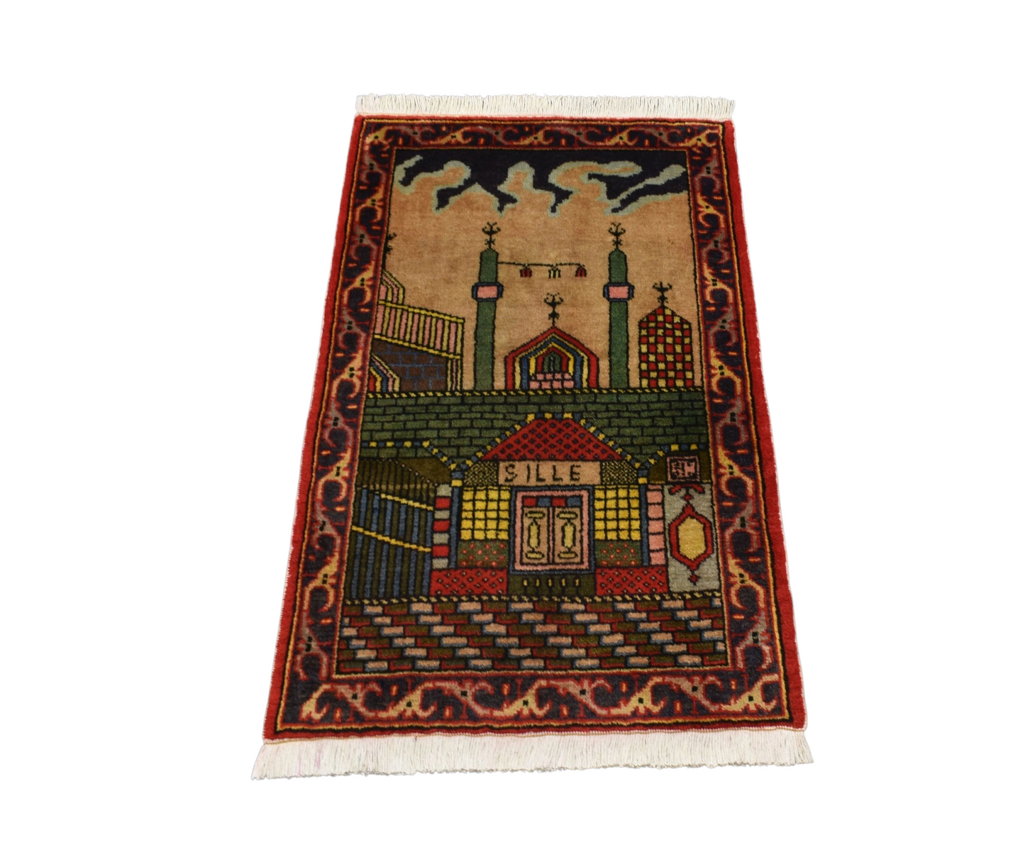 Kilim Antik El Dokuması Seccade Konya Sille Yün Halı 0532 - Yeni - Çok Renkli
