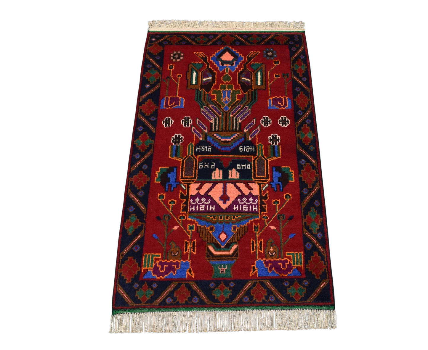 Kilim Antik El Dokuma Seccade Mihraplı İran Acem Yün Halı 0545 - Yeni - Çok Renkli