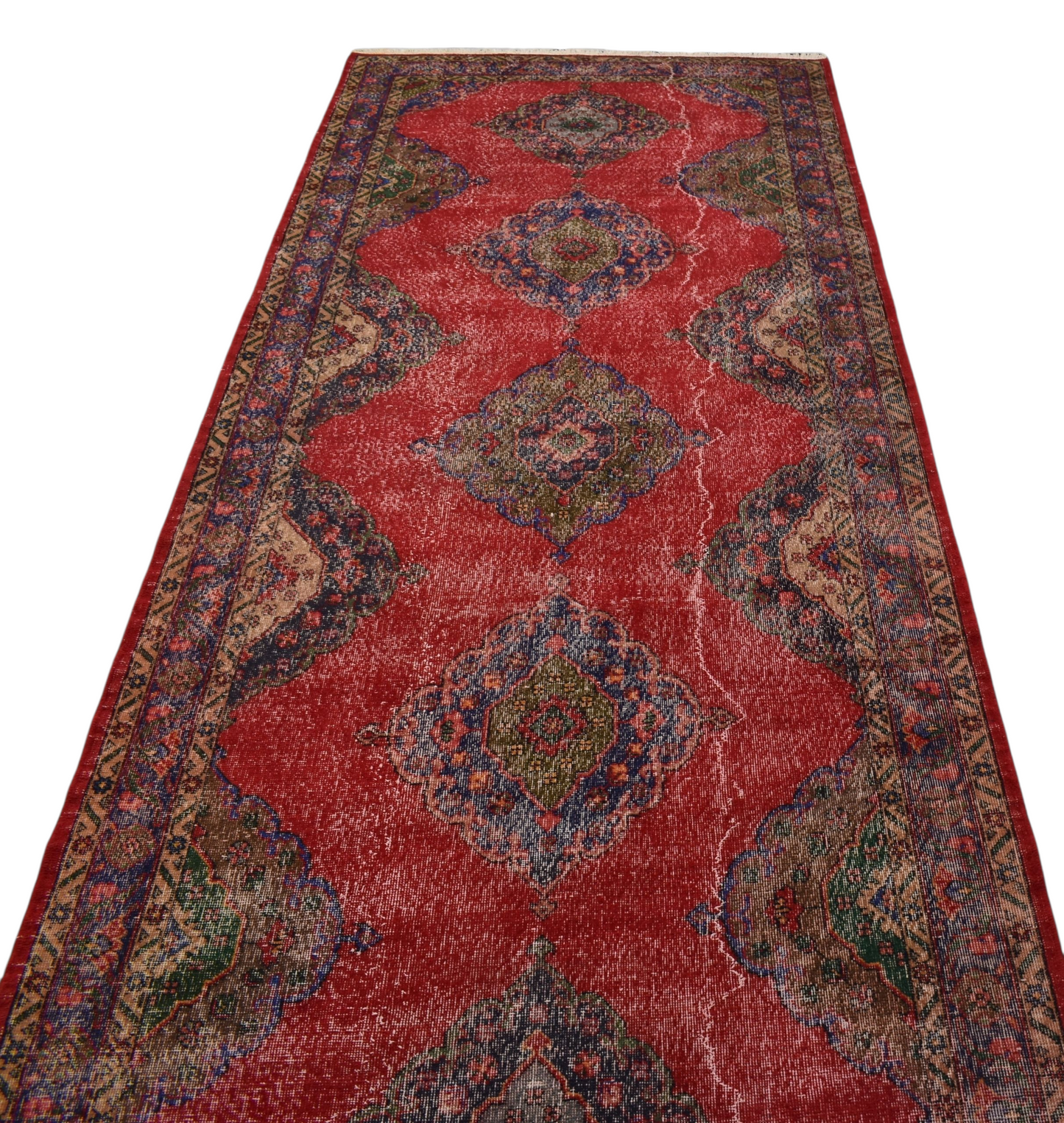 Kilim Antik El Dokuma Konya Sille Yolluk Yün Halı 0570 - Vintage - Çok Renkli