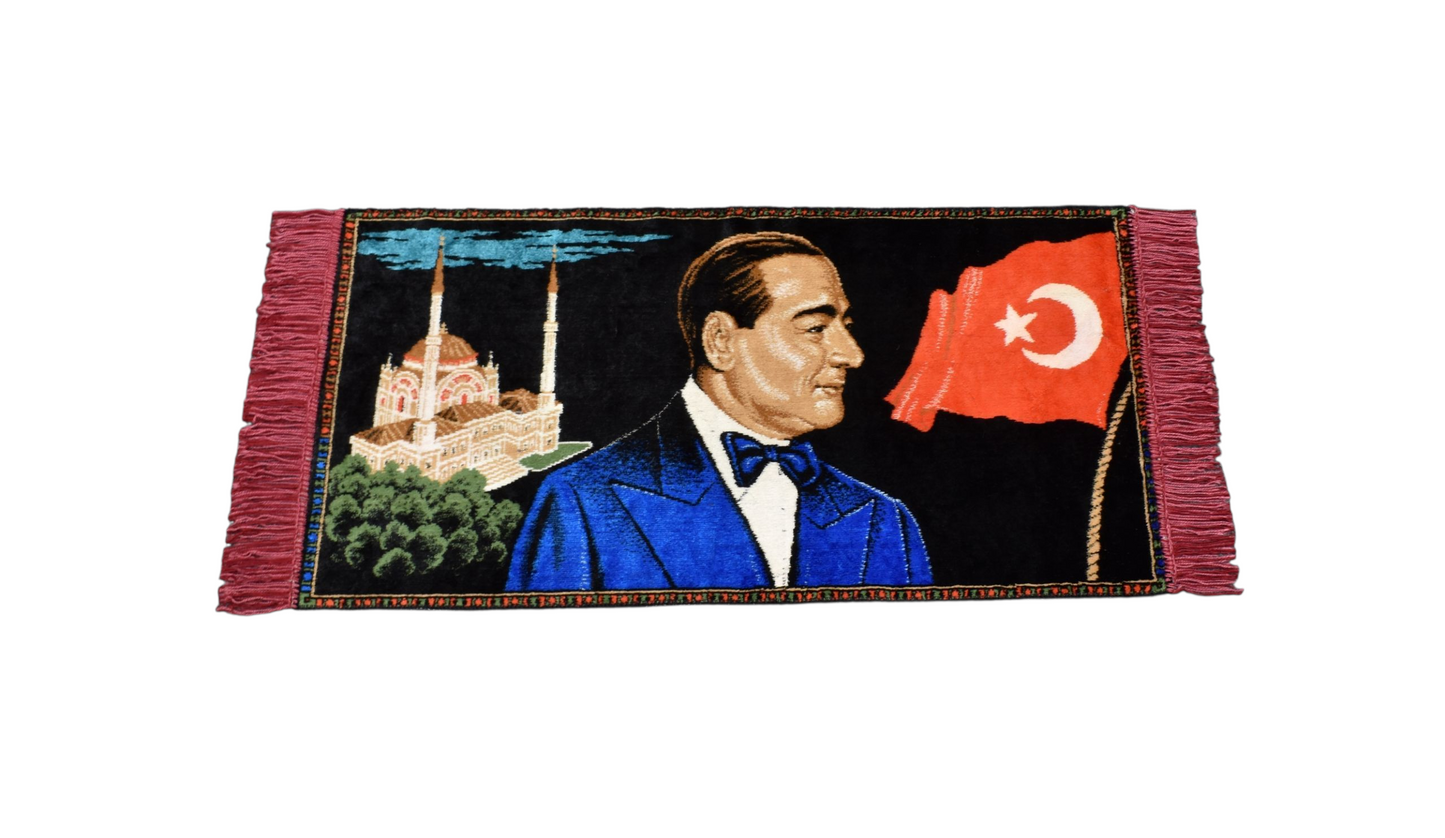 Kilim Antik Merhum Adnan Menderes Tasvirli Portre Duvar Halısı 0572 - Yeni - Çok Renkli