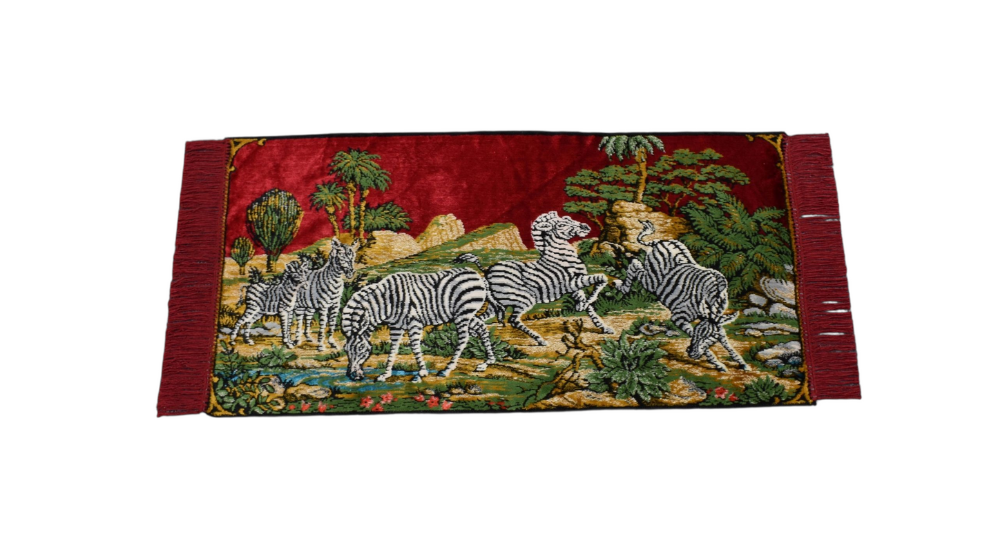 Kilim Antik Doğa Tasvirli Zebra Temalı Duvar Halısı 0574 - Yeni - Çok Renkli