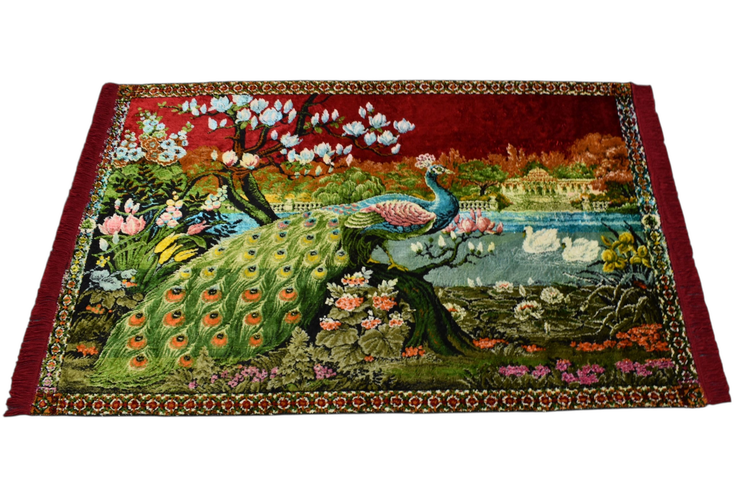 Kilim Antik Malikane Tasvirli Tavus Kuşlu Temalı Duvar Halısı 0577 - Yeni - Çok Renkli