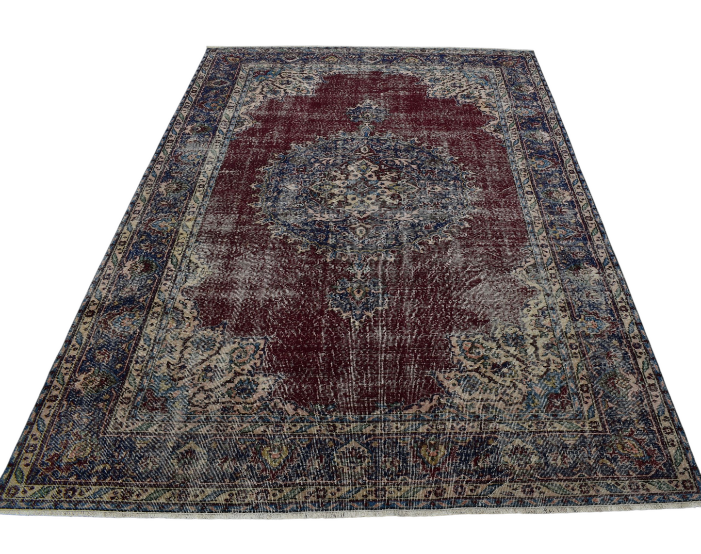 Kilim Antik 6.5m2 El Dokuma Eskitme Yün Salon Halısı 0579 - Vintage - Çok Renkli