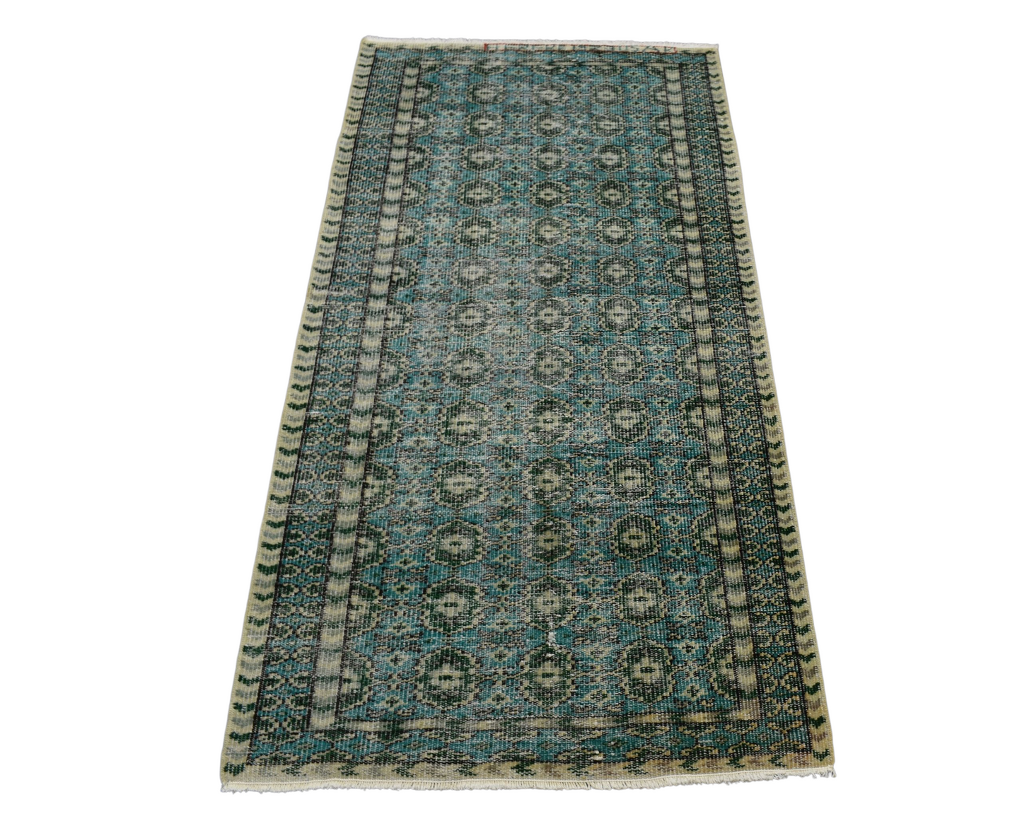 Kilim Antik El Dokuma Uşak Yün Halı 0584 - Vintage - Yeşil