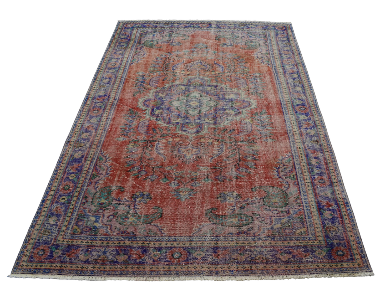 Kilim Antik El Dokuma Eskitme Yün Salon Halısı 0590 - Vintage - Turuncu