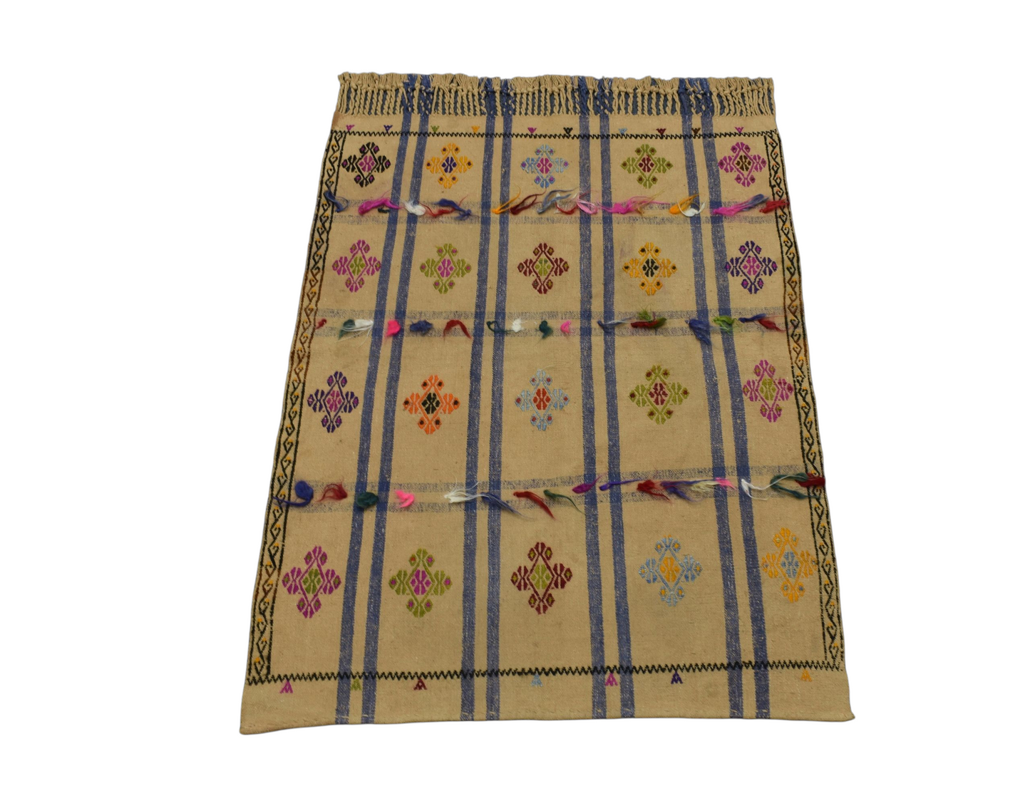 Kilim Antik El Dokuma Pamuklu Yörük Tülü Yün Kilim 0595 - Yeni - Çok Renkli