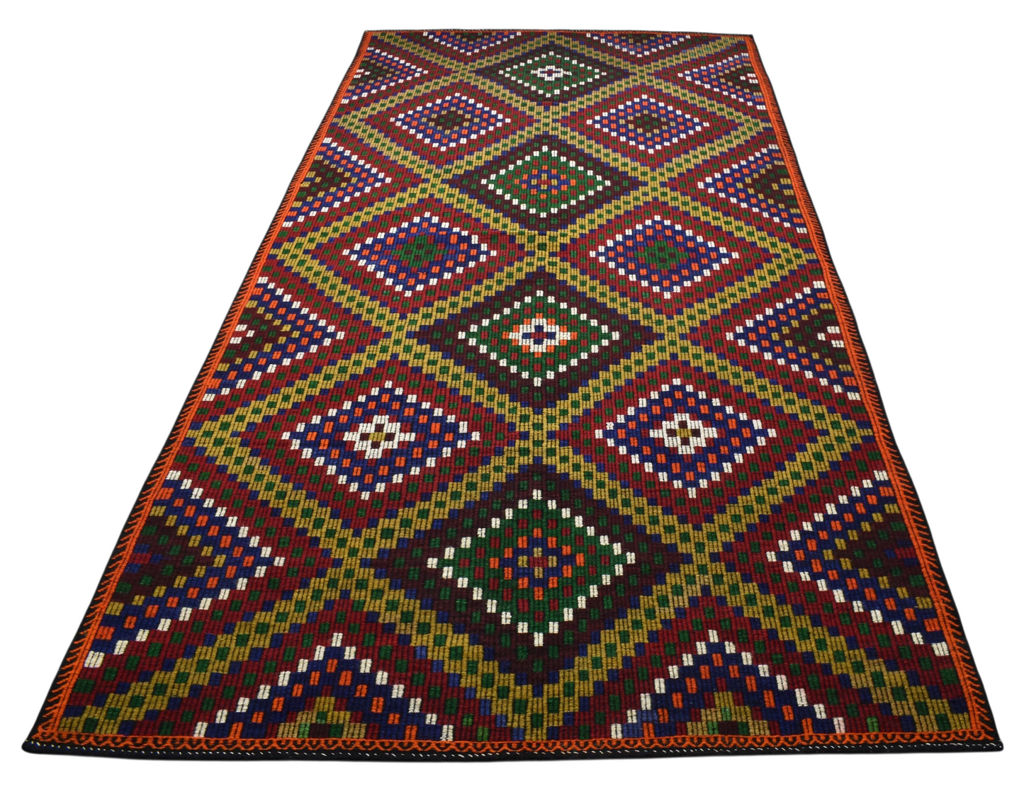 Kilim Antik El Dokuması Uşak Yörük Cecim Yün Kilim 0603 - Yeni - Çok Renkli