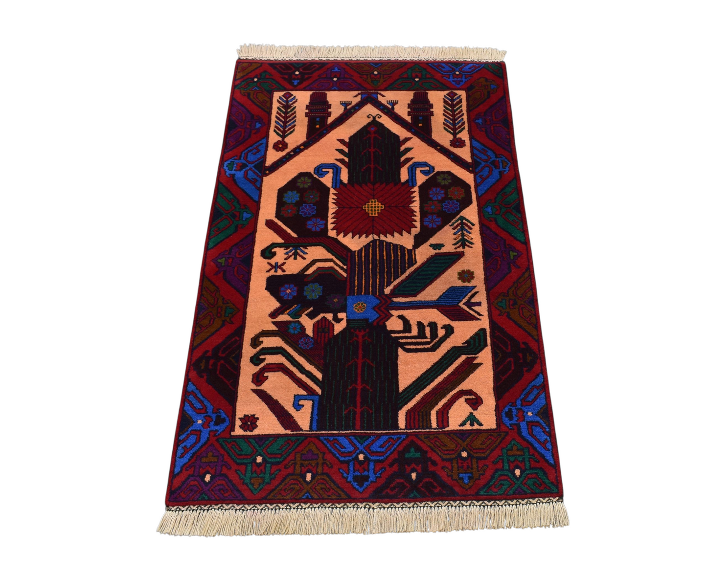 Kilim Antik El Dokuma Seccade Namazlık İran Acem Yün Halı 0633 - Yeni - Çok Renkli