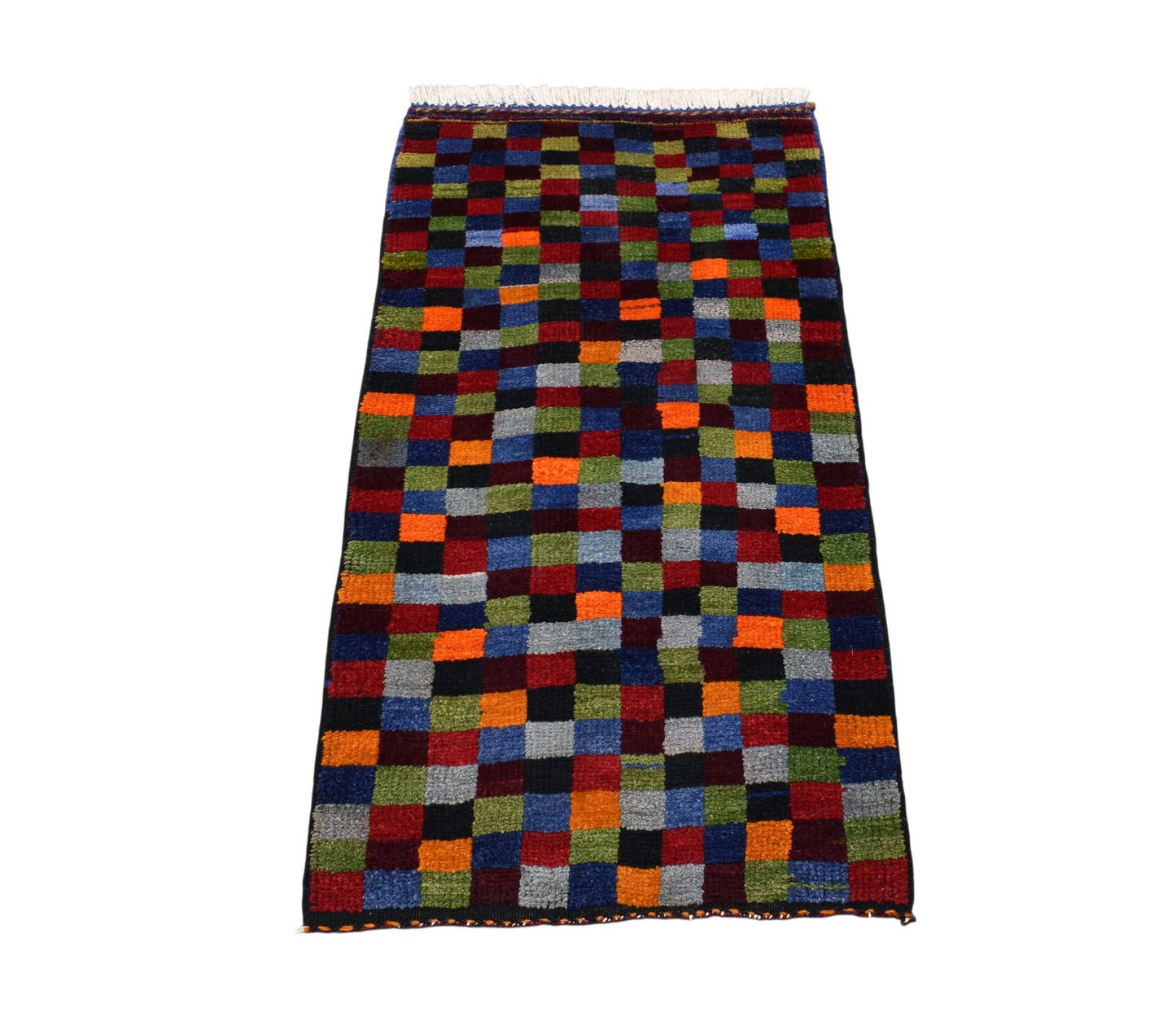 Kilim Antik El Dokuma Ekose Konya Yörük Yün Halı 0675 - Yeni - Çok Renkli
