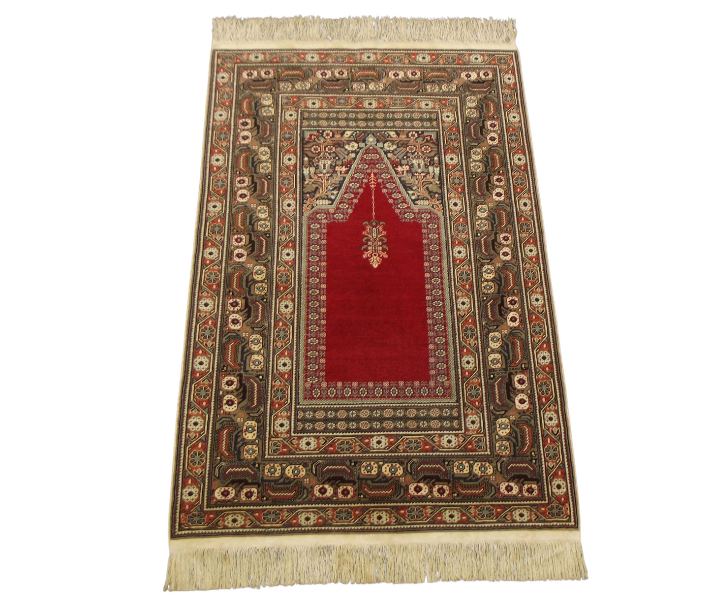 Kilim Antik El Dokuma İmalat Seccade Kayseri Yün Halı 0685 - Asırlık Antika - Çok Renkli