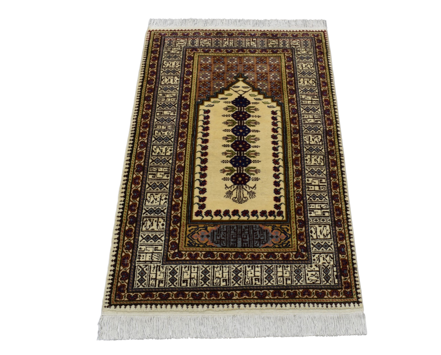 Kilim Antik El Dokuma Seccade Namazlık Kufi Yazı Kayseri Bünyan Yün Halı 0691 - Yeni - Çok Renkli